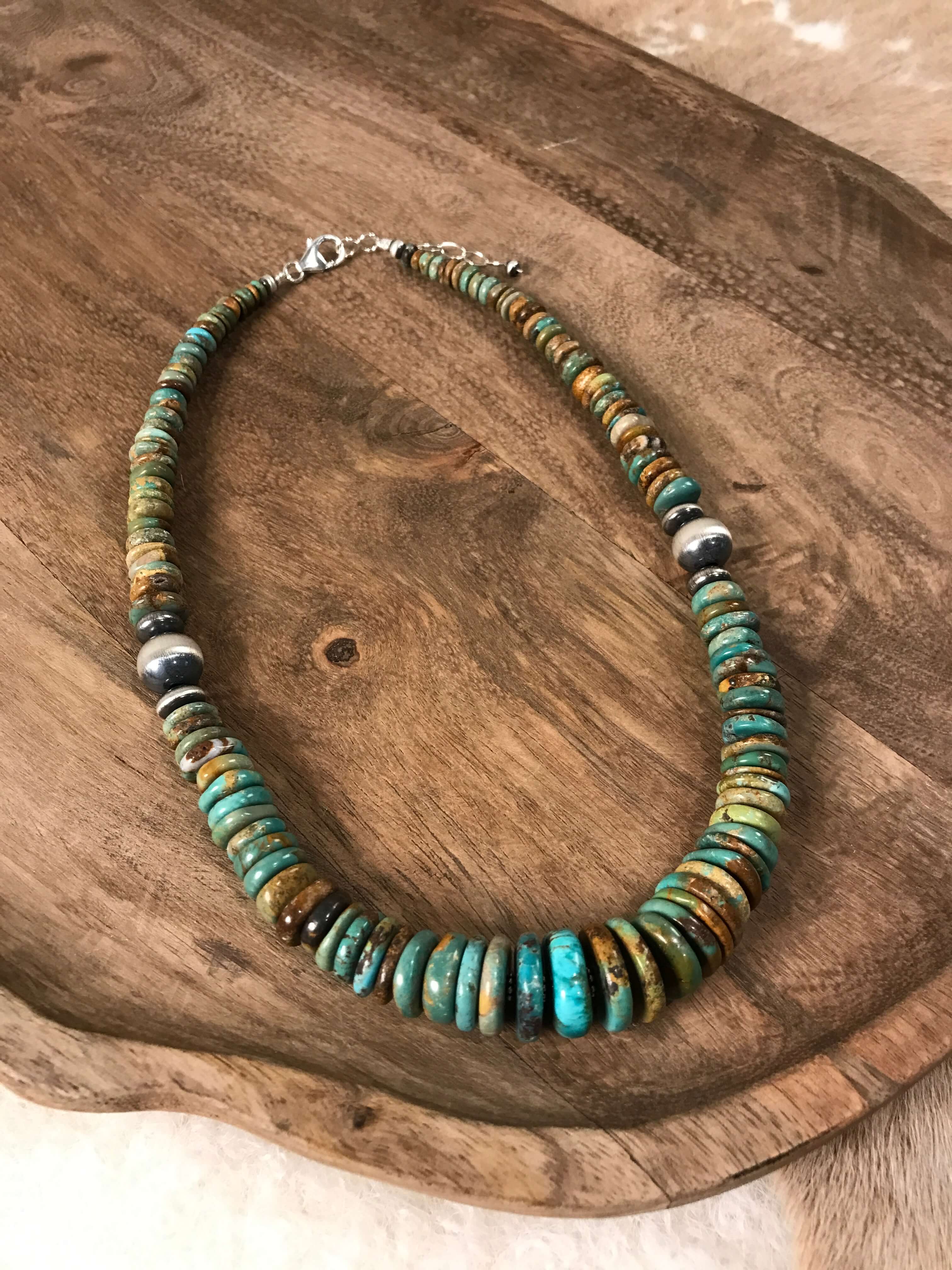 The Breton Stacked Necklace, 1-Necklaces-Calli Co., Turquoise and Silver Jewelry, Native American Handmade, Zuni Tribe, Navajo Tribe, Brock Texas