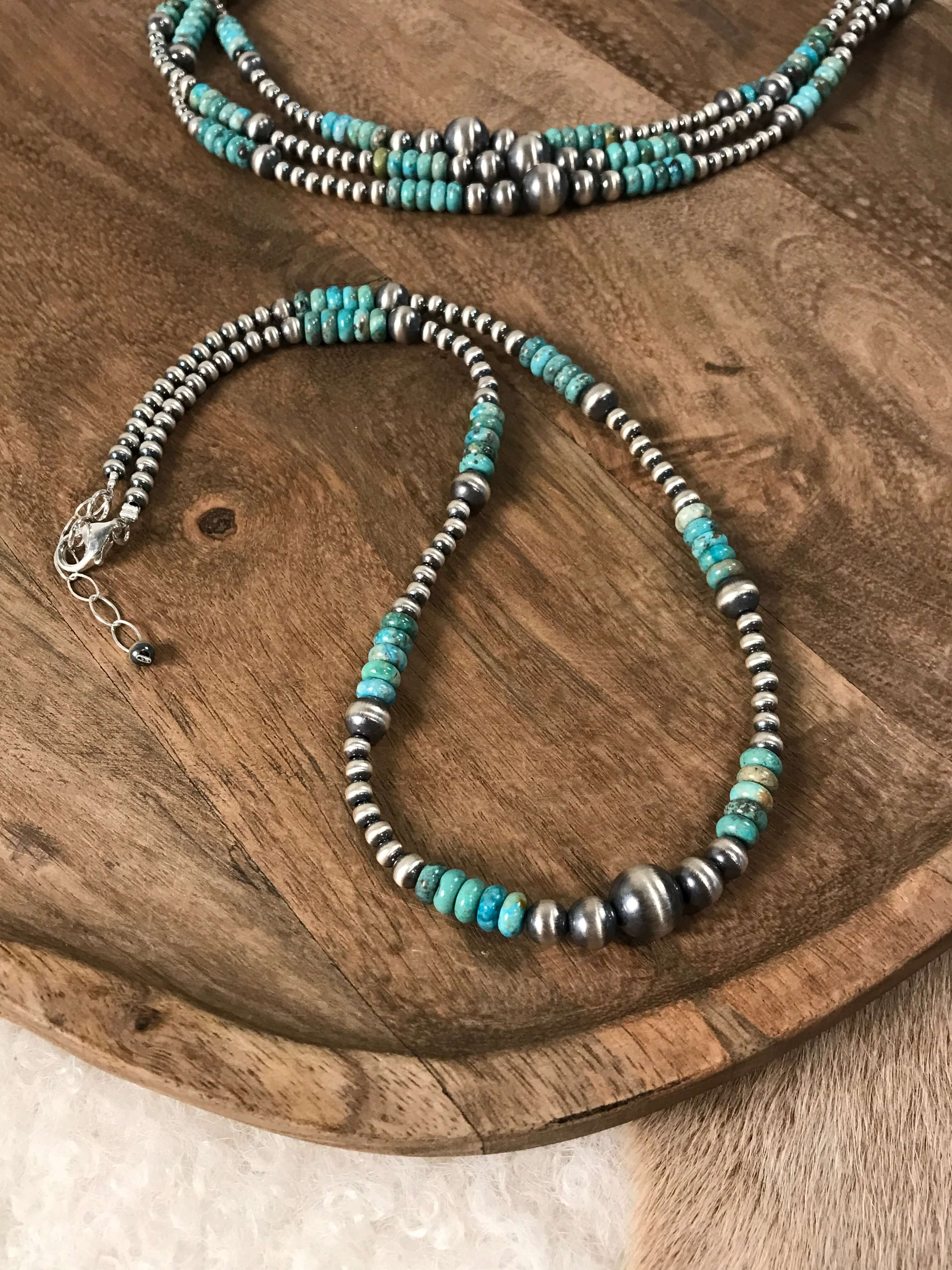 The Milly Necklace in Turquoise-Necklaces-Calli Co., Turquoise and Silver Jewelry, Native American Handmade, Zuni Tribe, Navajo Tribe, Brock Texas