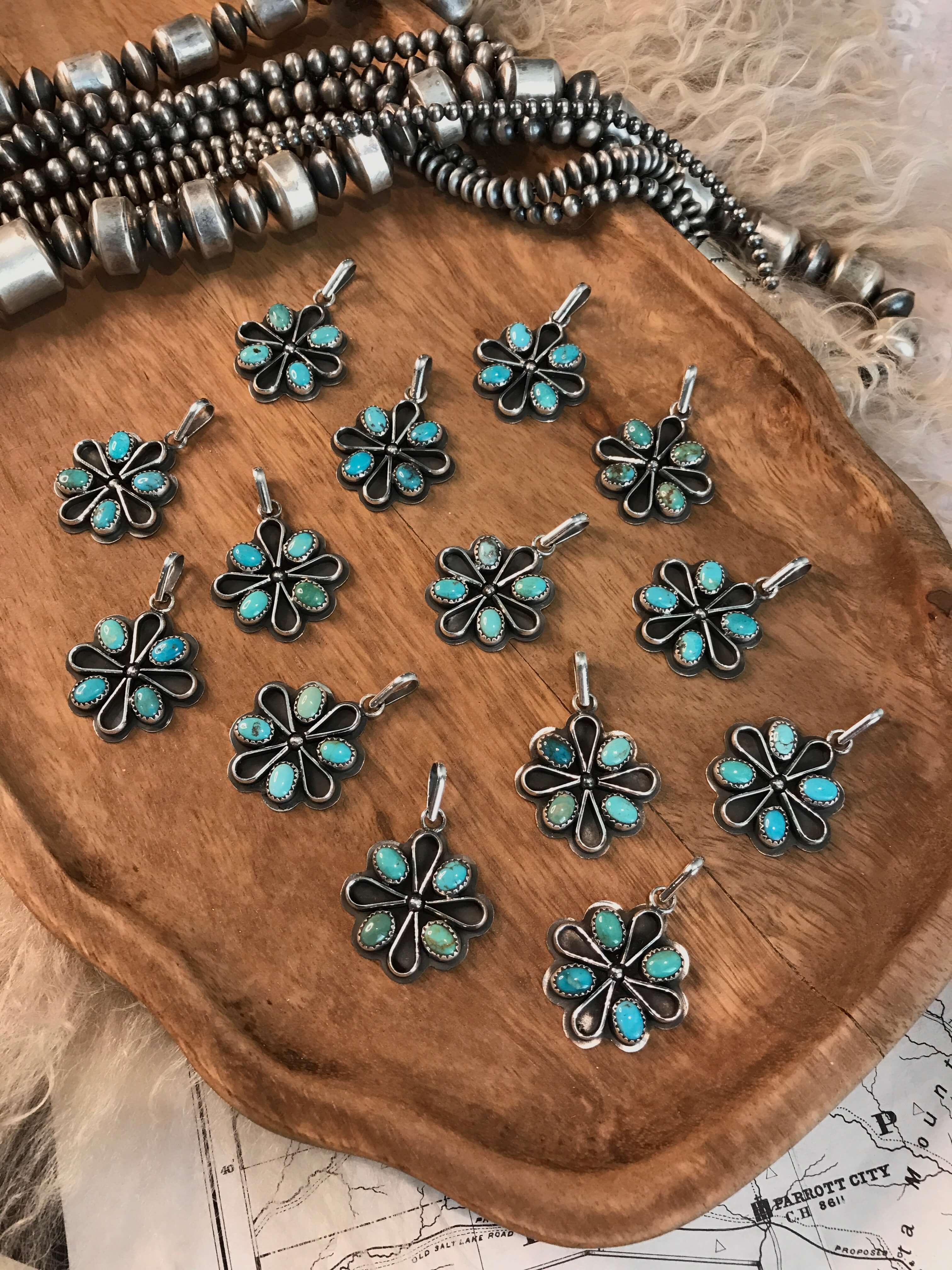 The Campo Turquoise Pendant-Pendants-Calli Co., Turquoise and Silver Jewelry, Native American Handmade, Zuni Tribe, Navajo Tribe, Brock Texas