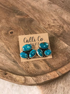 The Tempe Turquoise Cluster Earrings, 6-Earrings-Calli Co., Turquoise and Silver Jewelry, Native American Handmade, Zuni Tribe, Navajo Tribe, Brock Texas