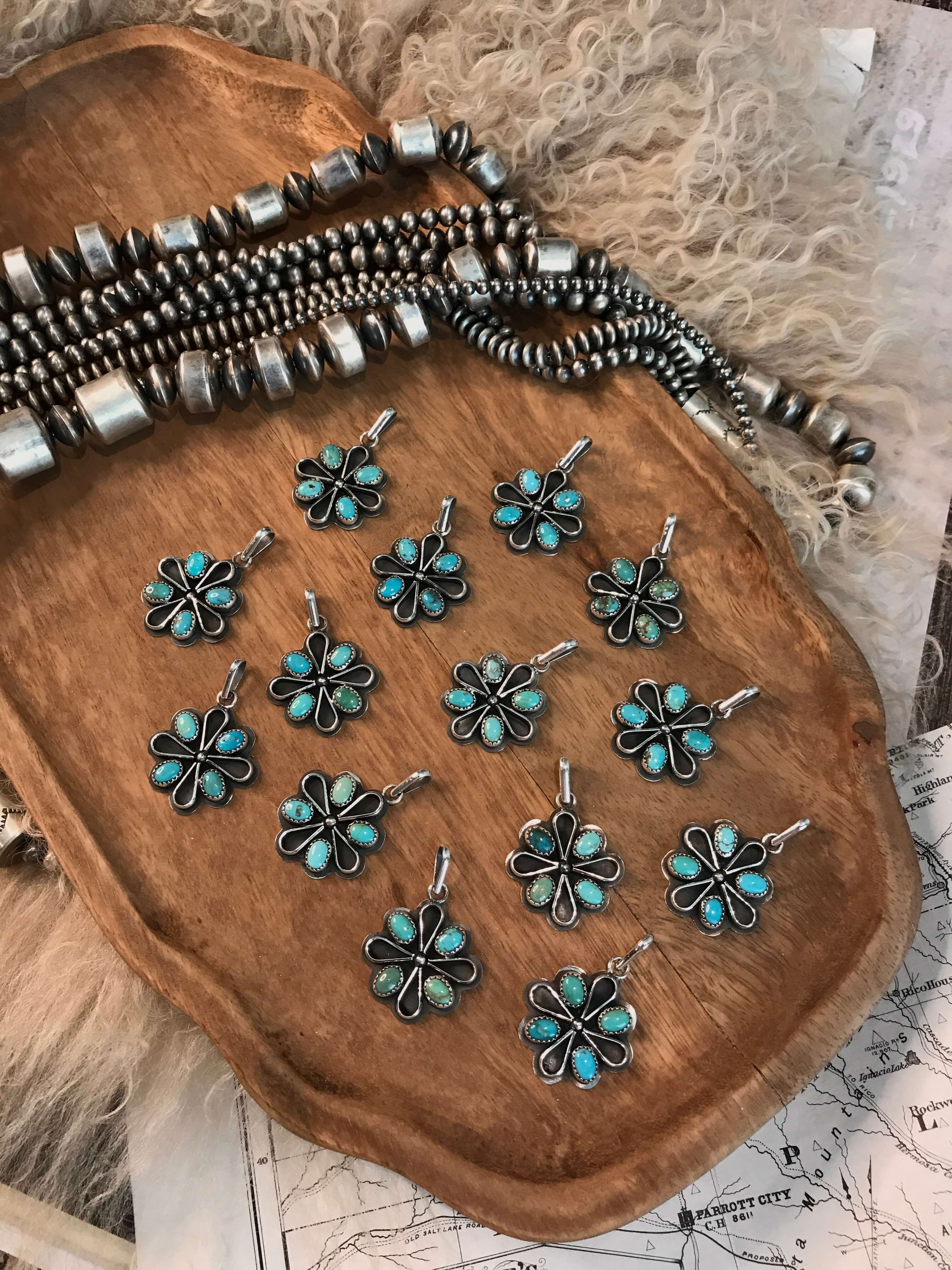 The Campo Turquoise Pendant-Pendants-Calli Co., Turquoise and Silver Jewelry, Native American Handmade, Zuni Tribe, Navajo Tribe, Brock Texas