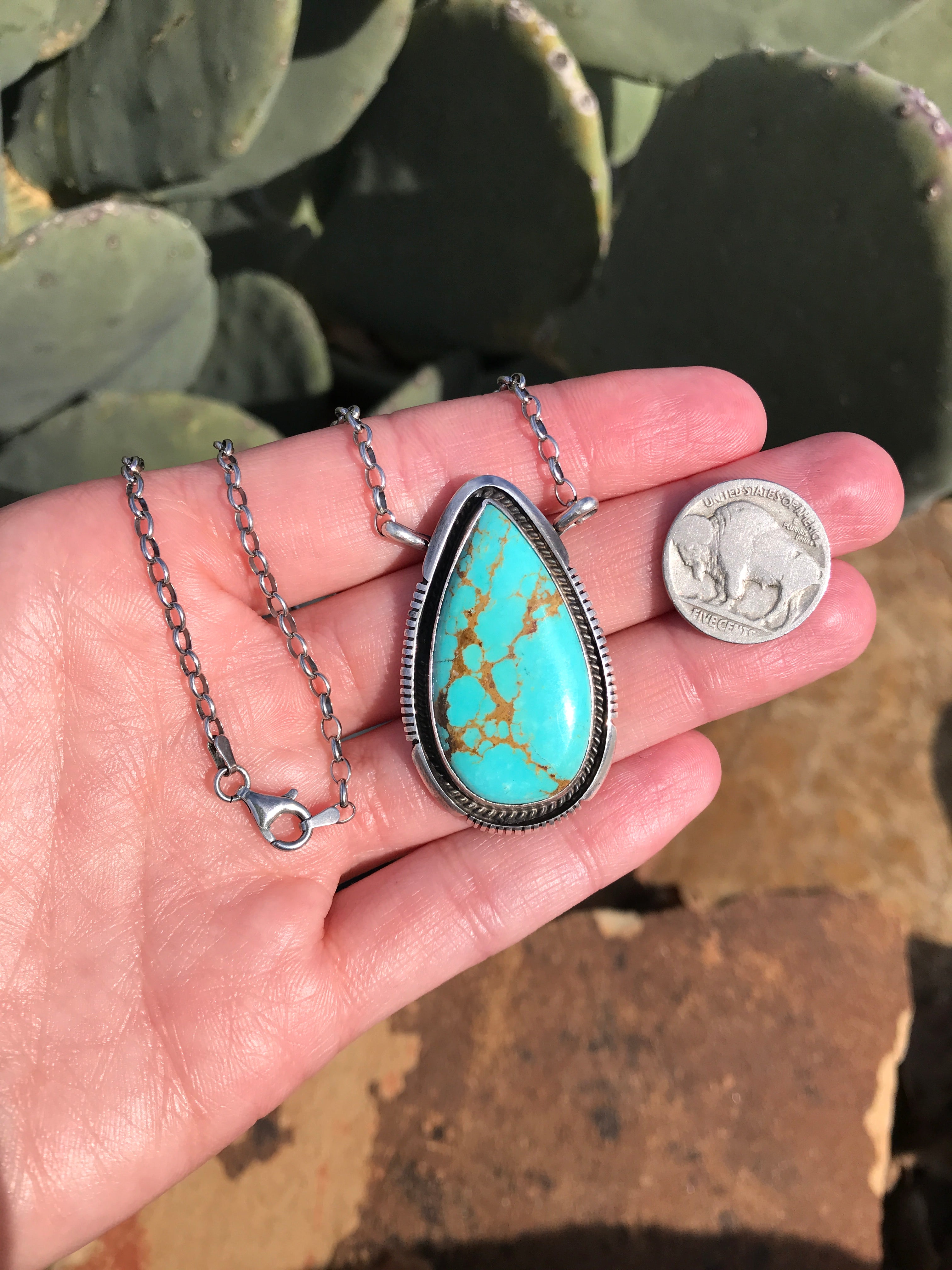 The Livy Necklace, 1-Necklaces-Calli Co., Turquoise and Silver Jewelry, Native American Handmade, Zuni Tribe, Navajo Tribe, Brock Texas