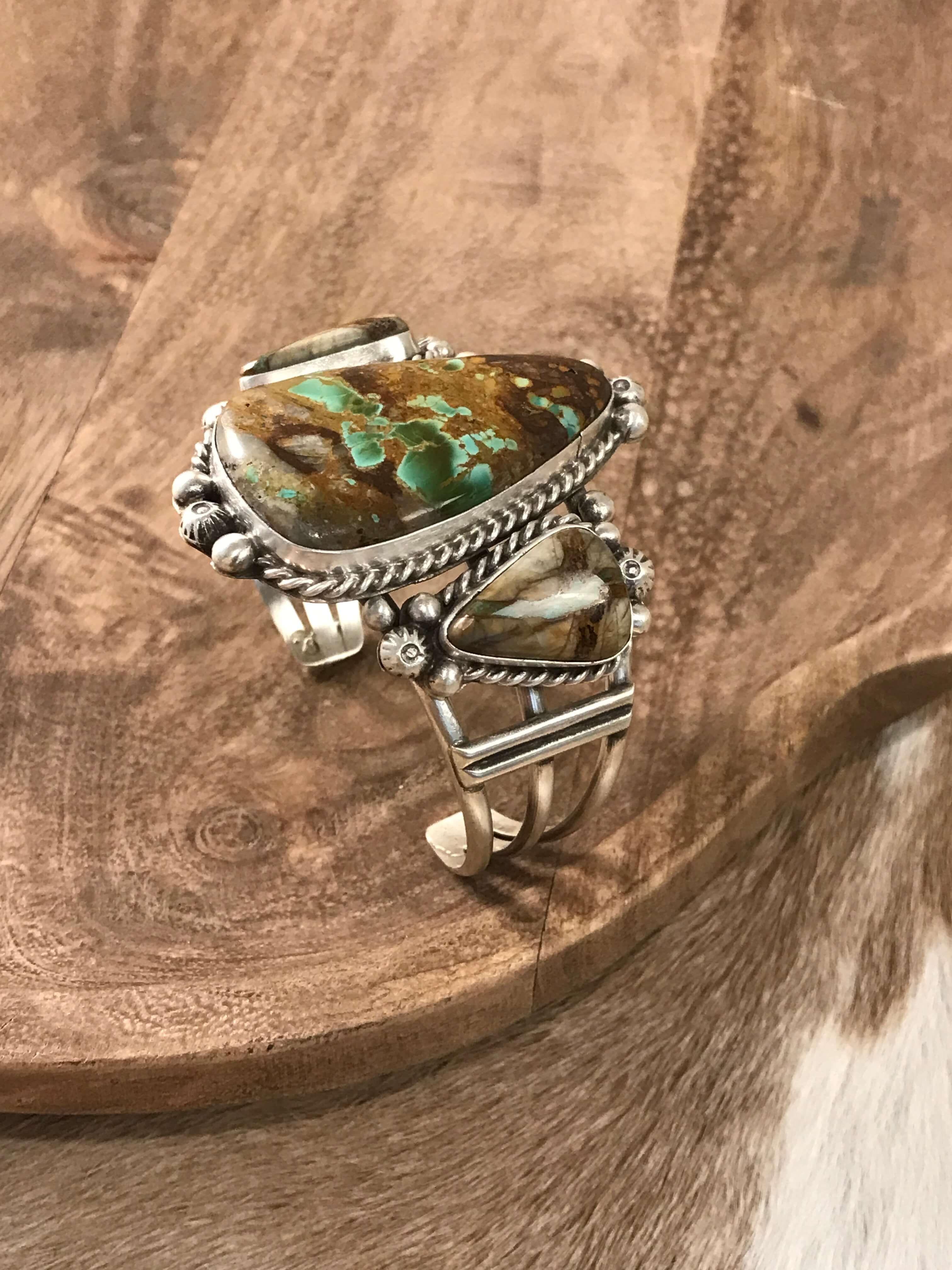 The Fredonia Turquoise Cuff, 1-Bracelets & Cuffs-Calli Co., Turquoise and Silver Jewelry, Native American Handmade, Zuni Tribe, Navajo Tribe, Brock Texas