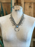 The Silverton Squash Blossom Necklace Set-Necklaces-Calli Co., Turquoise and Silver Jewelry, Native American Handmade, Zuni Tribe, Navajo Tribe, Brock Texas