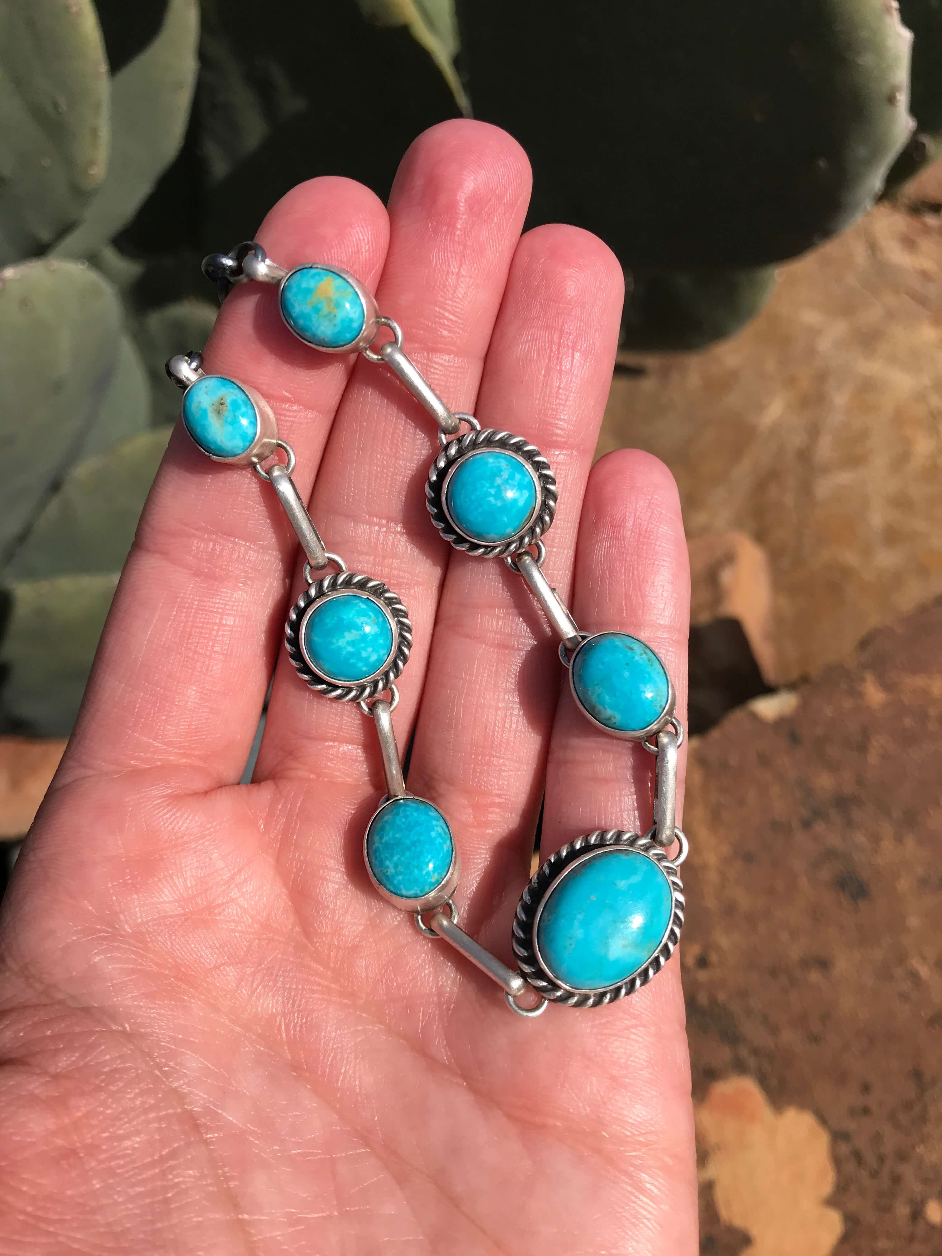 The Lulu Necklace, 1-Necklaces-Calli Co., Turquoise and Silver Jewelry, Native American Handmade, Zuni Tribe, Navajo Tribe, Brock Texas