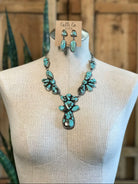 The Antigo Turquoise Statement Necklace Set-Necklaces-Calli Co., Turquoise and Silver Jewelry, Native American Handmade, Zuni Tribe, Navajo Tribe, Brock Texas