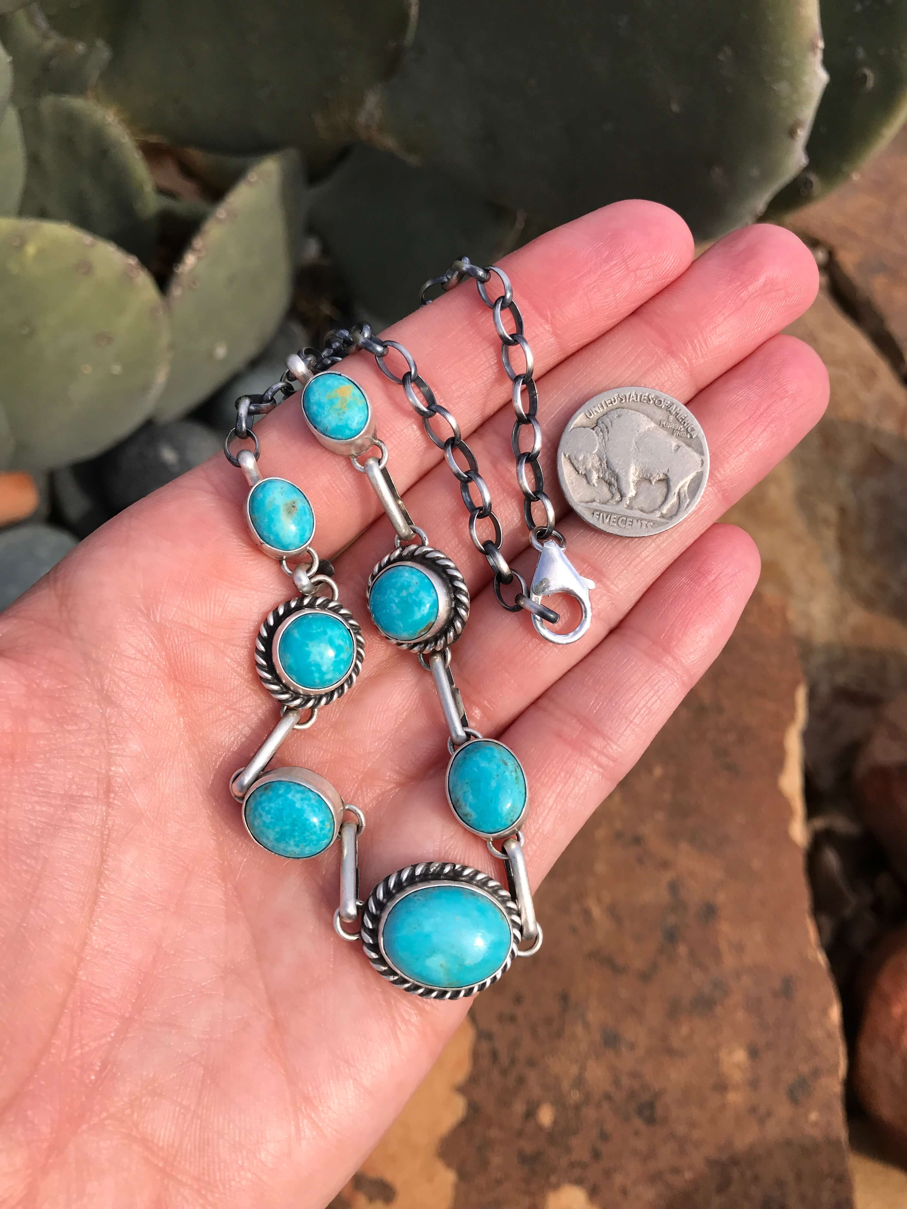 The Lulu Necklace, 1-Necklaces-Calli Co., Turquoise and Silver Jewelry, Native American Handmade, Zuni Tribe, Navajo Tribe, Brock Texas