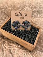 The Campo Dahlia Earrings, 5-Earrings-Calli Co., Turquoise and Silver Jewelry, Native American Handmade, Zuni Tribe, Navajo Tribe, Brock Texas