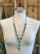 The Catarina Lariat Necklace Set-Necklaces-Calli Co., Turquoise and Silver Jewelry, Native American Handmade, Zuni Tribe, Navajo Tribe, Brock Texas