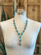 The Catarina Lariat Necklace Set-Necklaces-Calli Co., Turquoise and Silver Jewelry, Native American Handmade, Zuni Tribe, Navajo Tribe, Brock Texas