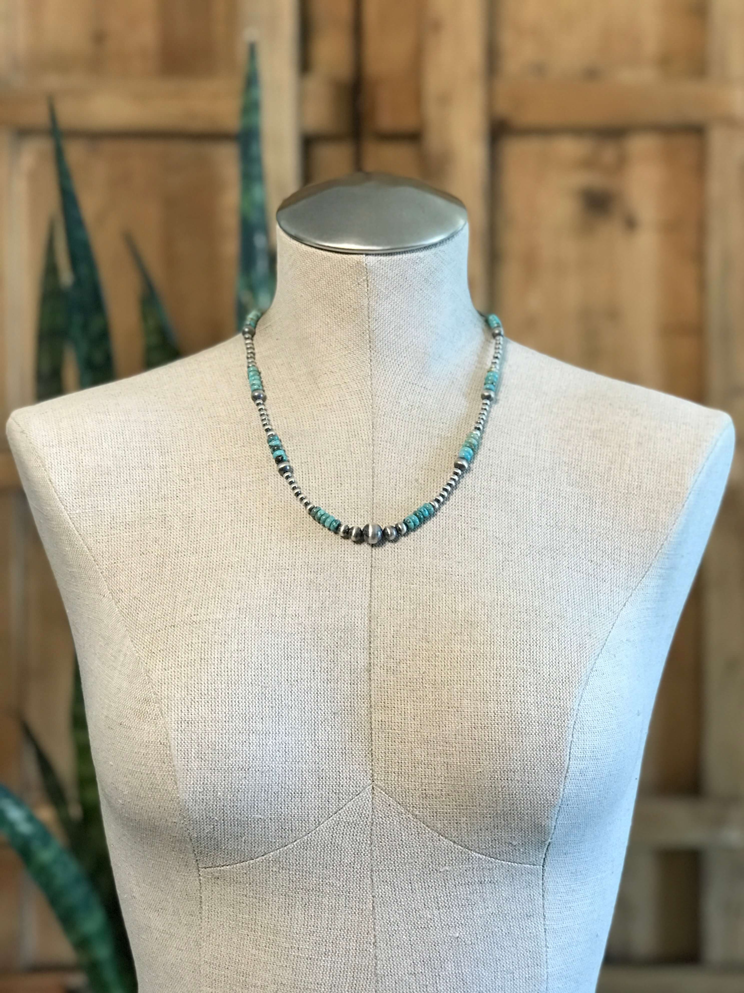 The Milly Necklace in Turquoise-Necklaces-Calli Co., Turquoise and Silver Jewelry, Native American Handmade, Zuni Tribe, Navajo Tribe, Brock Texas