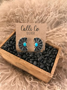 The Maizey Turquoise Earrings, 1-Earrings-Calli Co., Turquoise and Silver Jewelry, Native American Handmade, Zuni Tribe, Navajo Tribe, Brock Texas