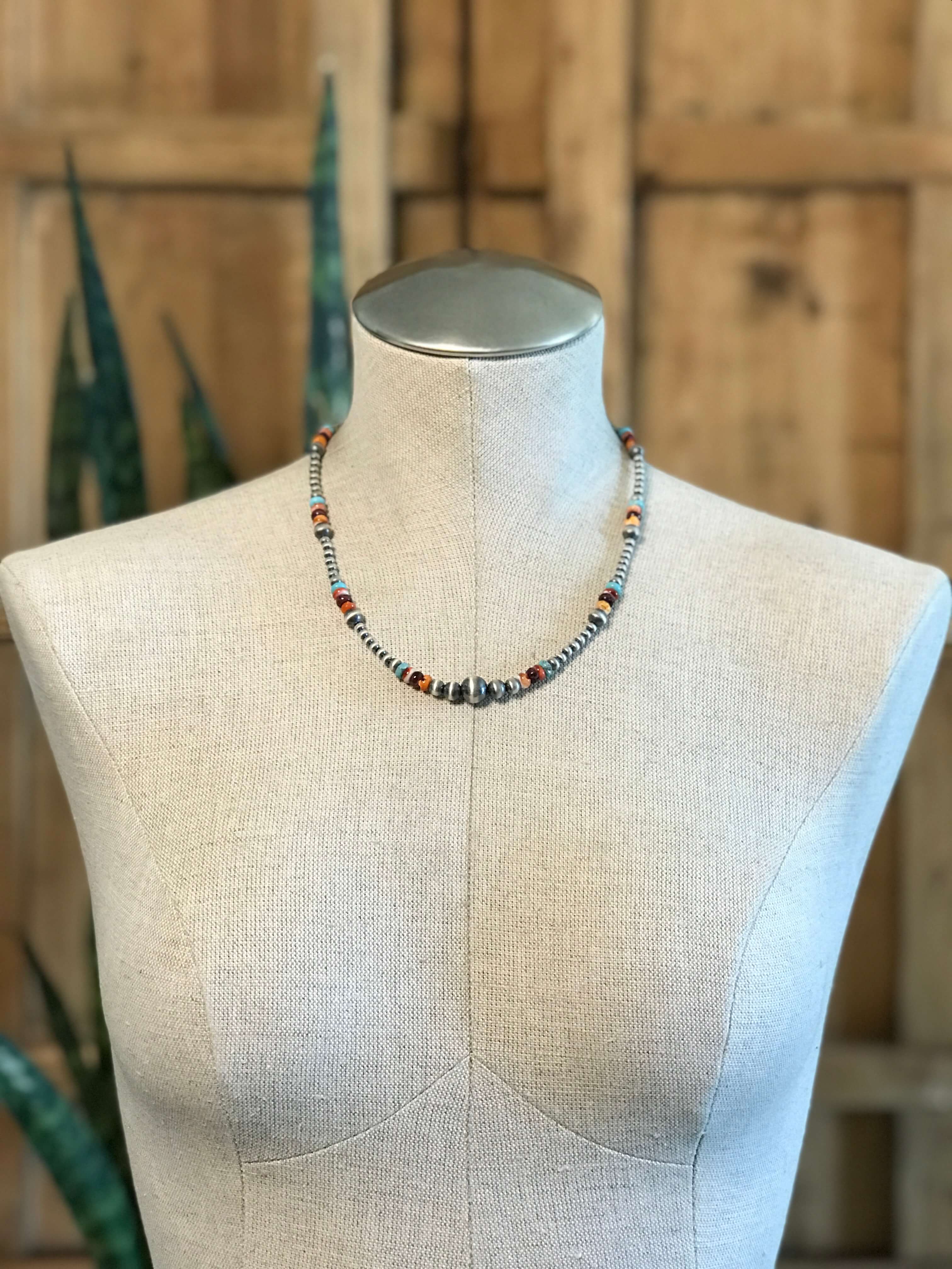 The Milly Multi Stone Necklace-Necklaces-Calli Co., Turquoise and Silver Jewelry, Native American Handmade, Zuni Tribe, Navajo Tribe, Brock Texas