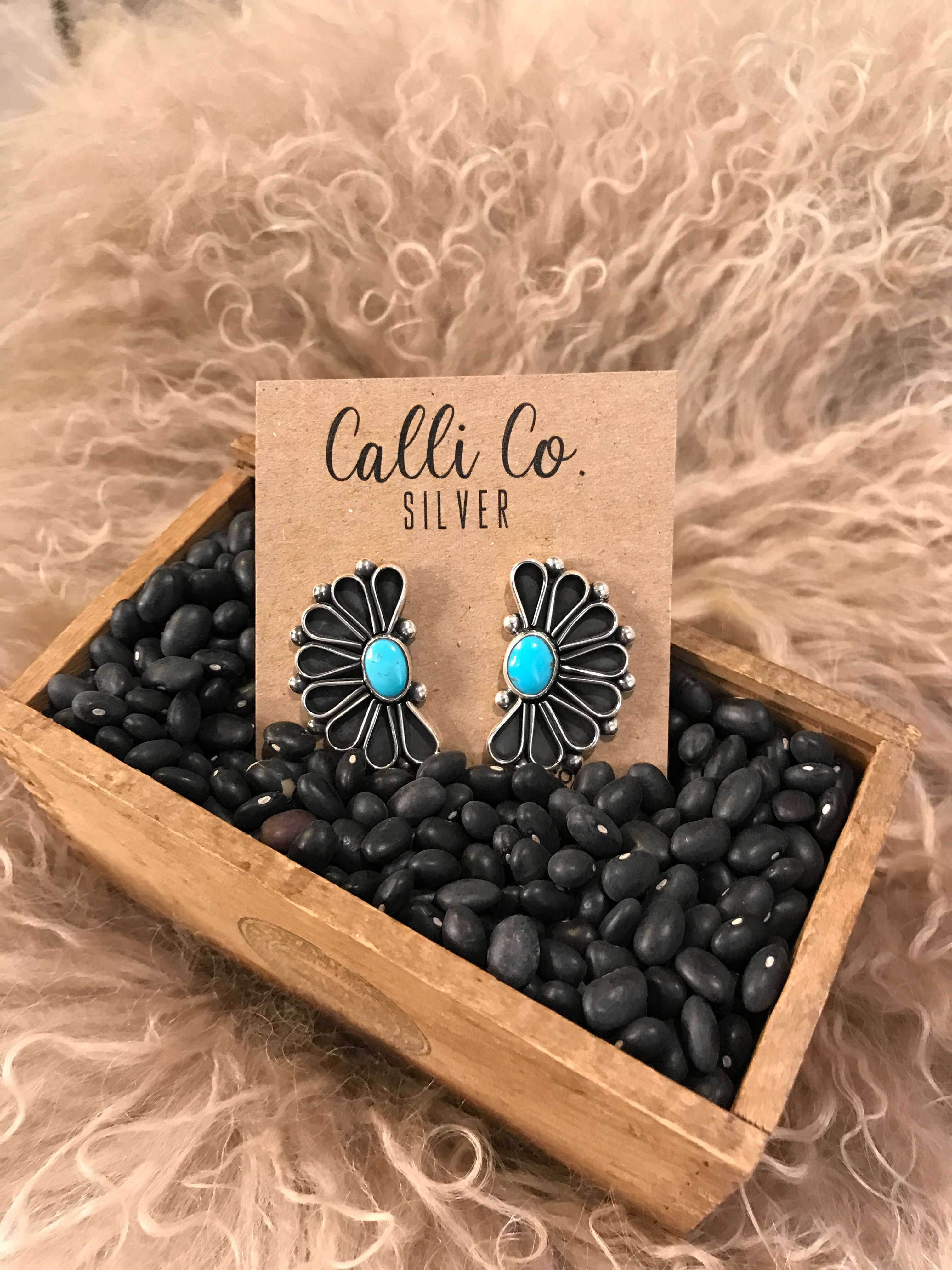 The Maizey Turquoise Earrings, 5-Earrings-Calli Co., Turquoise and Silver Jewelry, Native American Handmade, Zuni Tribe, Navajo Tribe, Brock Texas