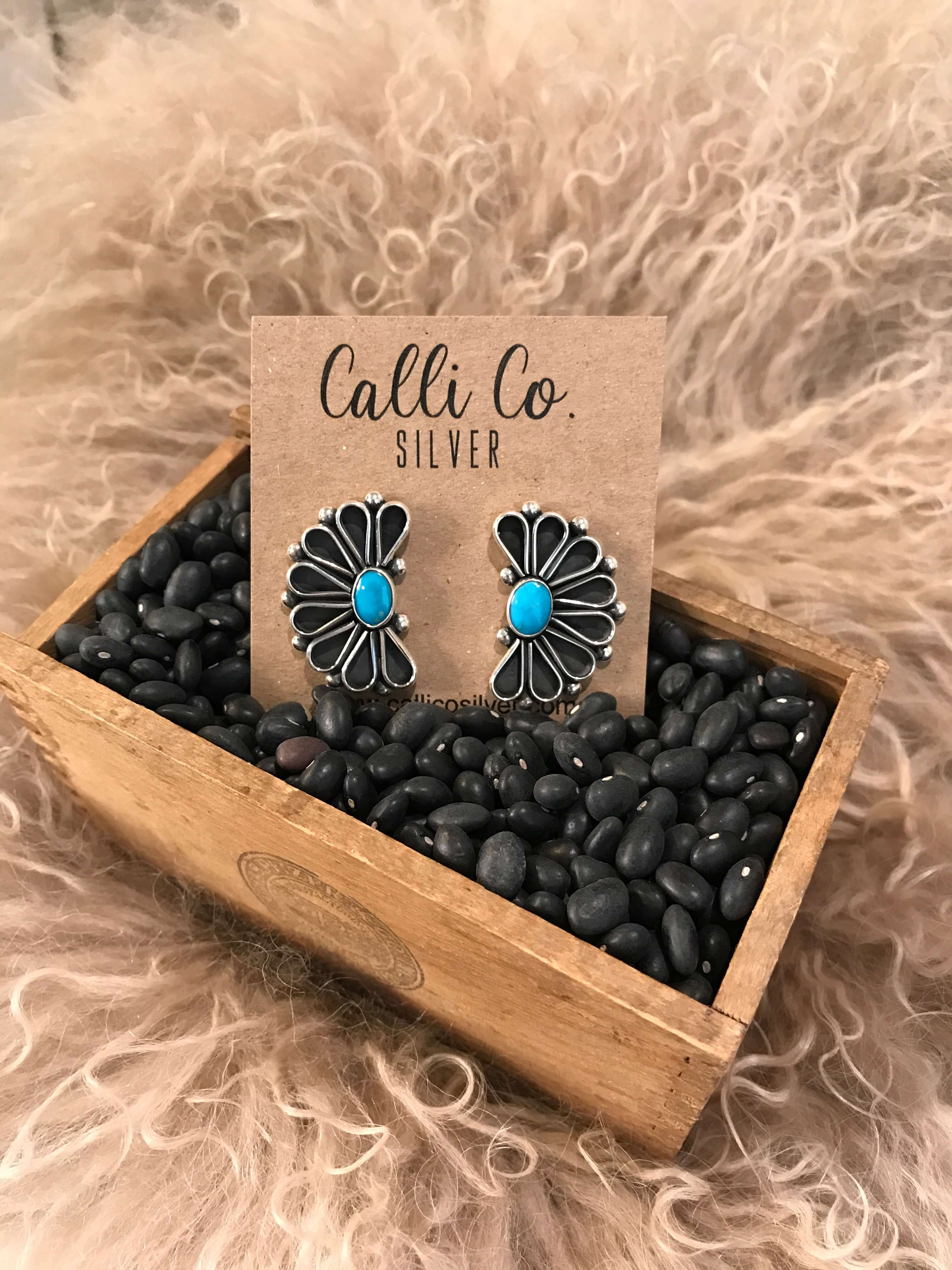 The Maizey Turquoise Earrings, 6-Earrings-Calli Co., Turquoise and Silver Jewelry, Native American Handmade, Zuni Tribe, Navajo Tribe, Brock Texas