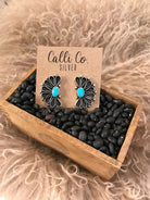 The Maizey Turquoise Earrings, 7-Earrings-Calli Co., Turquoise and Silver Jewelry, Native American Handmade, Zuni Tribe, Navajo Tribe, Brock Texas