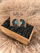 The Maizey Turquoise Earrings, 8-Earrings-Calli Co., Turquoise and Silver Jewelry, Native American Handmade, Zuni Tribe, Navajo Tribe, Brock Texas