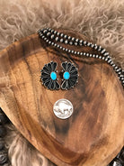 The Maizey Turquoise Earrings, 1-Earrings-Calli Co., Turquoise and Silver Jewelry, Native American Handmade, Zuni Tribe, Navajo Tribe, Brock Texas