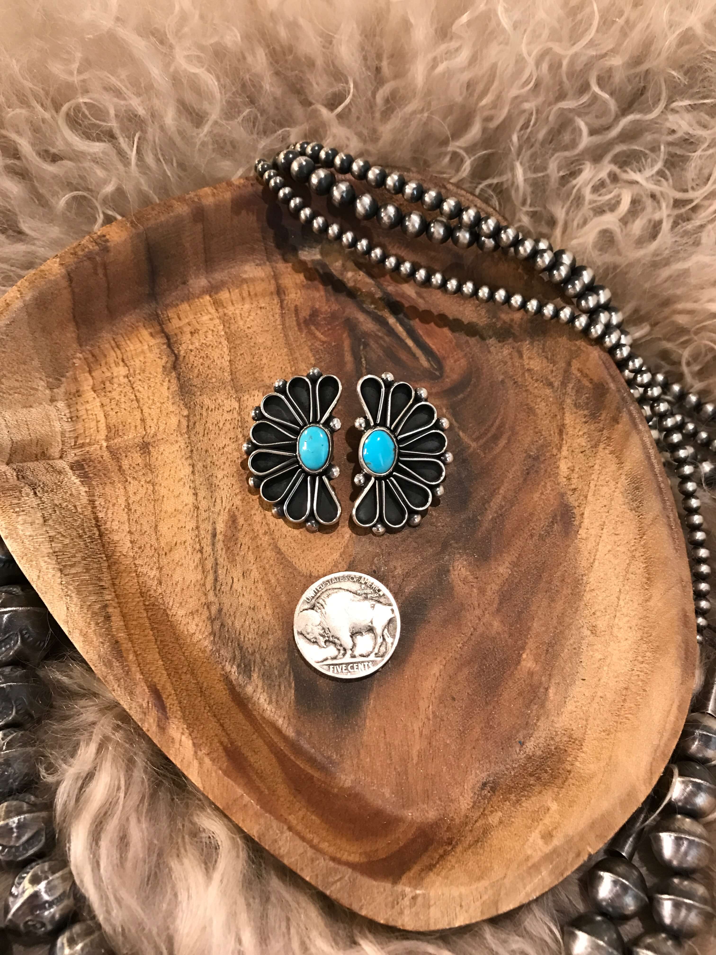 The Maizey Turquoise Earrings, 5-Earrings-Calli Co., Turquoise and Silver Jewelry, Native American Handmade, Zuni Tribe, Navajo Tribe, Brock Texas