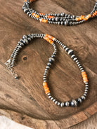 The Maven Necklace in Orange Spiny Oyster-Necklaces-Calli Co., Turquoise and Silver Jewelry, Native American Handmade, Zuni Tribe, Navajo Tribe, Brock Texas