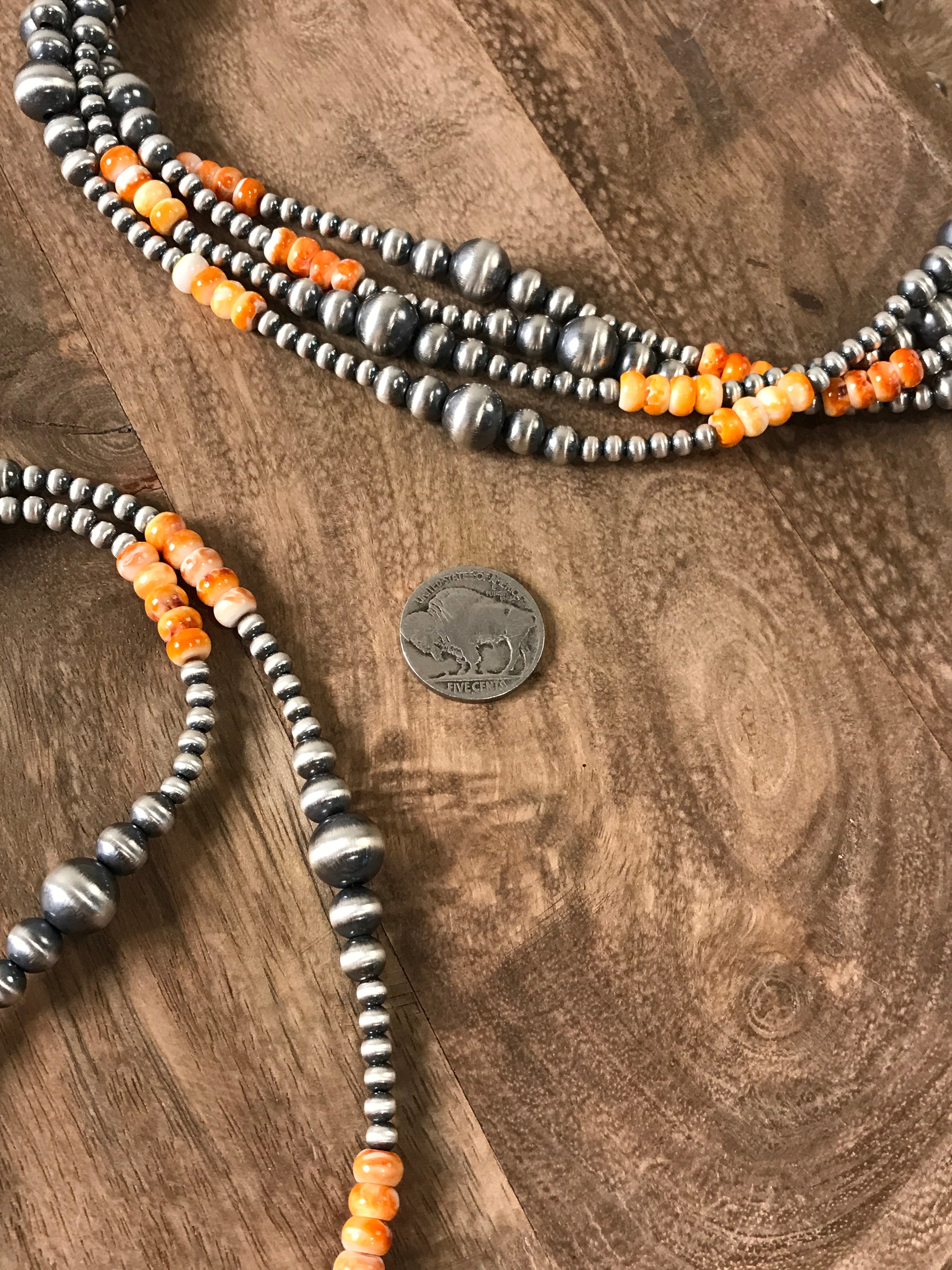 The Maven Necklace in Orange Spiny Oyster-Necklaces-Calli Co., Turquoise and Silver Jewelry, Native American Handmade, Zuni Tribe, Navajo Tribe, Brock Texas