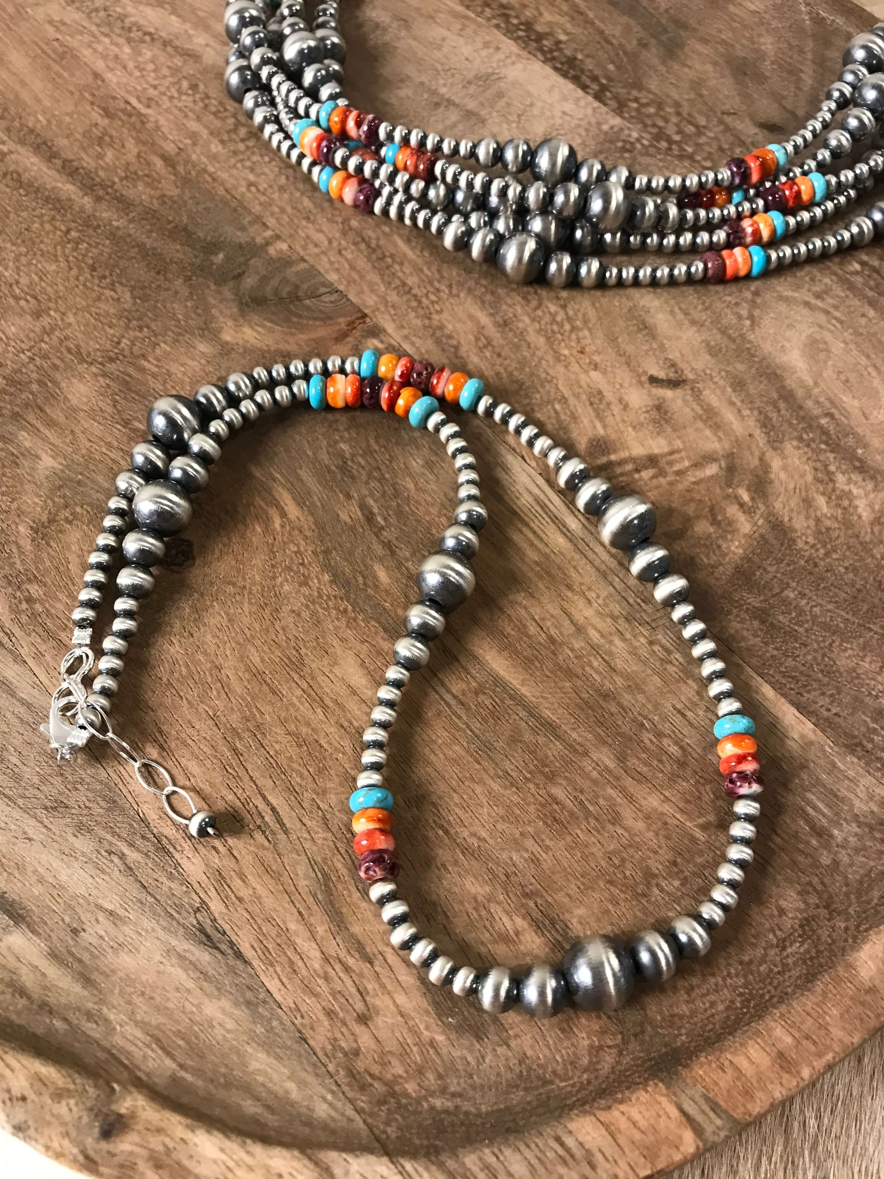 The Maven Multi Stone Necklace-Necklaces-Calli Co., Turquoise and Silver Jewelry, Native American Handmade, Zuni Tribe, Navajo Tribe, Brock Texas
