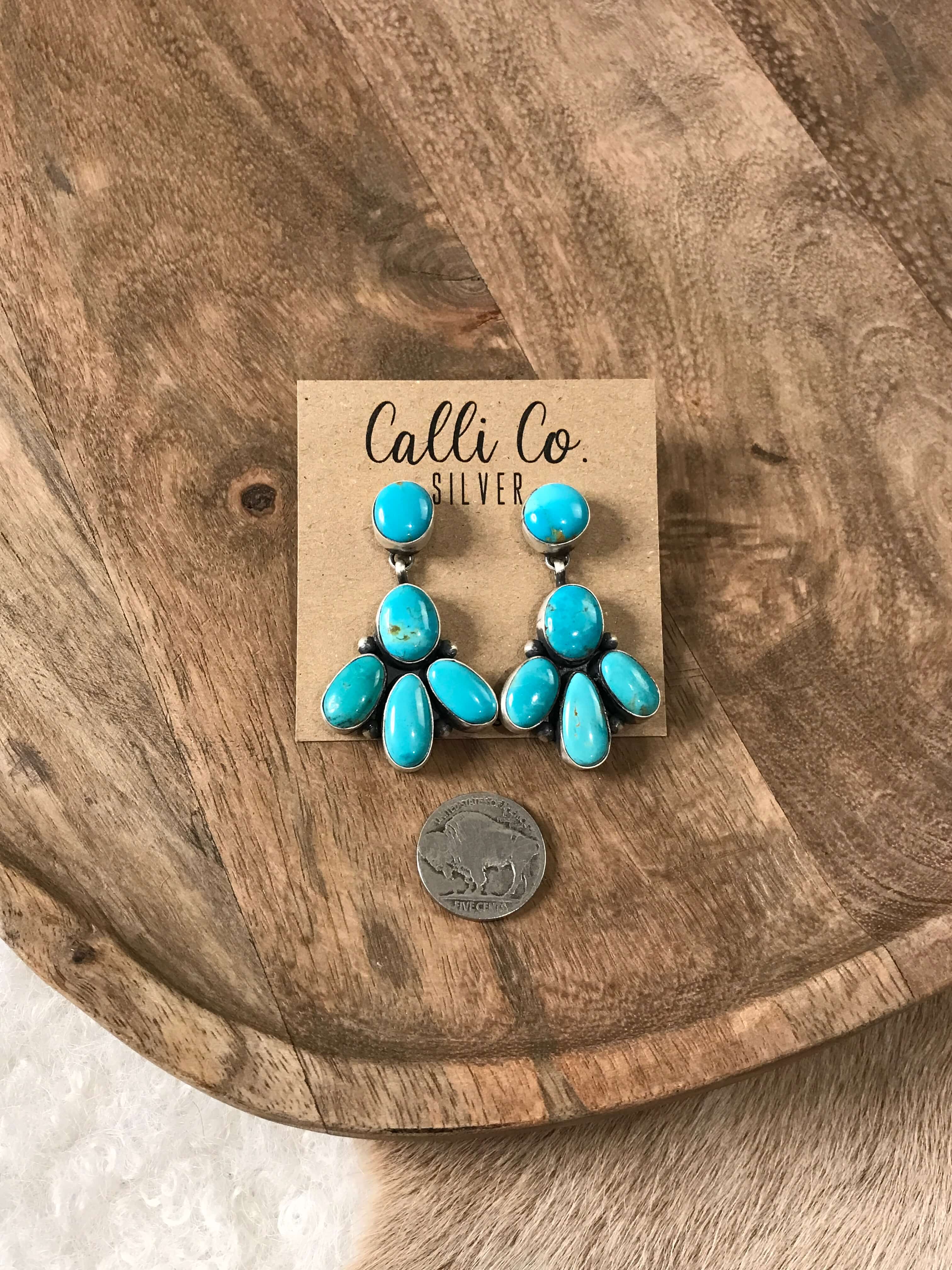 The Bardmoor Earrings-Earrings-Calli Co., Turquoise and Silver Jewelry, Native American Handmade, Zuni Tribe, Navajo Tribe, Brock Texas