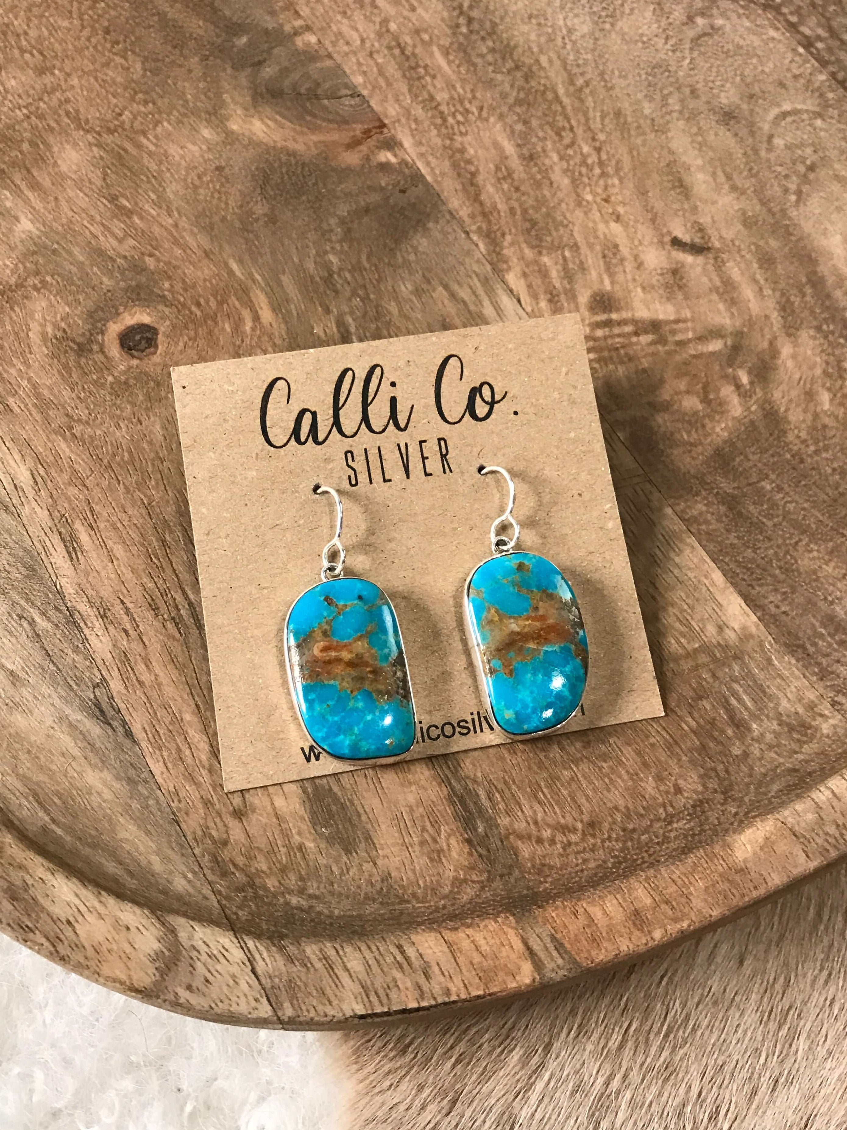 The Arapahoe Dangles, 3-Earrings-Calli Co., Turquoise and Silver Jewelry, Native American Handmade, Zuni Tribe, Navajo Tribe, Brock Texas