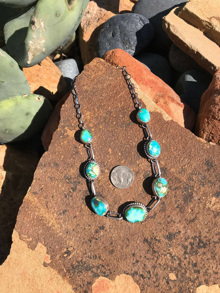 The Lulu Necklace, 12-Necklaces-Calli Co., Turquoise and Silver Jewelry, Native American Handmade, Zuni Tribe, Navajo Tribe, Brock Texas