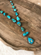 The Roper Turquoise Lariat Necklace Set-Necklaces-Calli Co., Turquoise and Silver Jewelry, Native American Handmade, Zuni Tribe, Navajo Tribe, Brock Texas