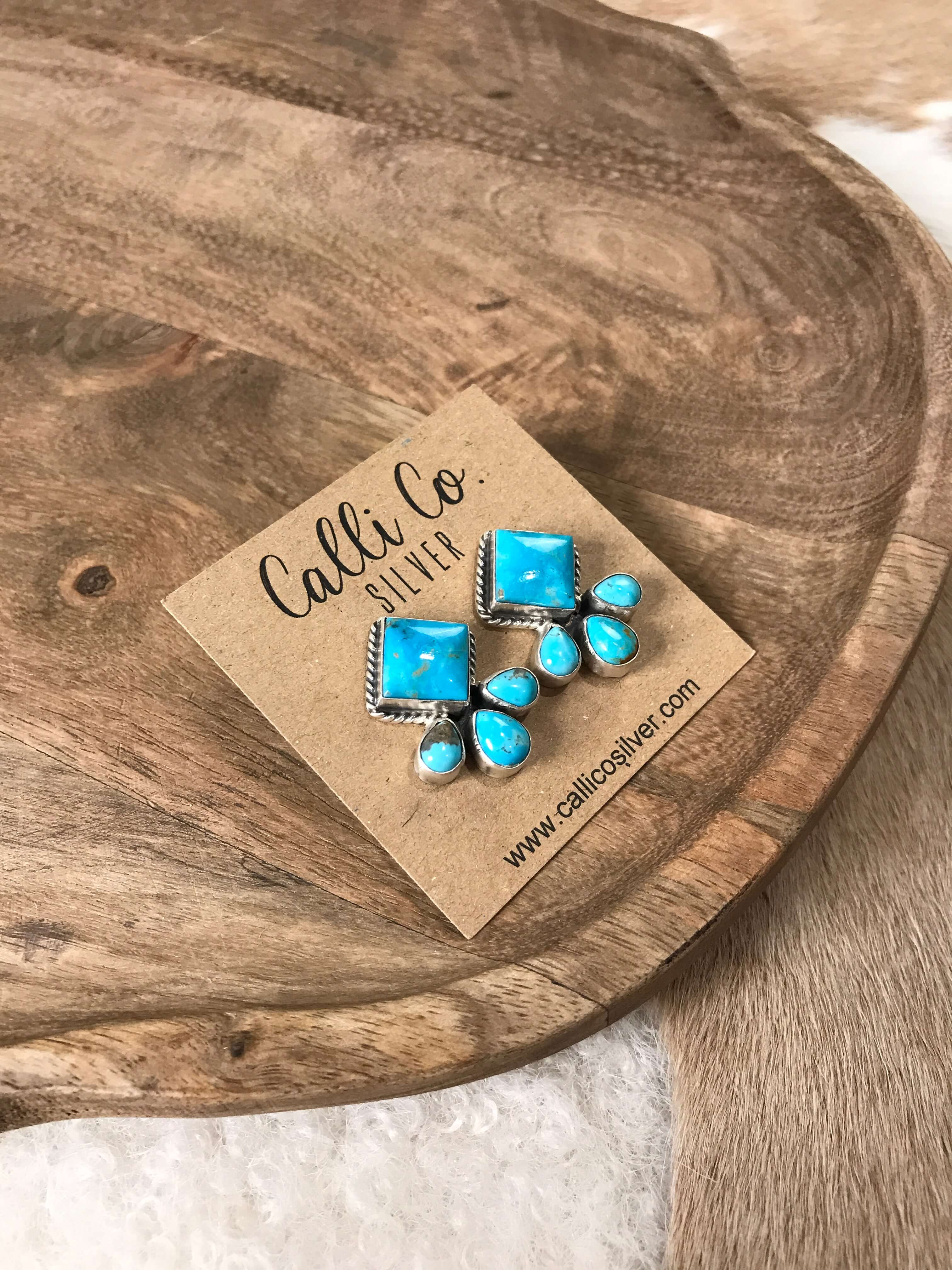 The Piqua Earrings, 8-Earrings-Calli Co., Turquoise and Silver Jewelry, Native American Handmade, Zuni Tribe, Navajo Tribe, Brock Texas