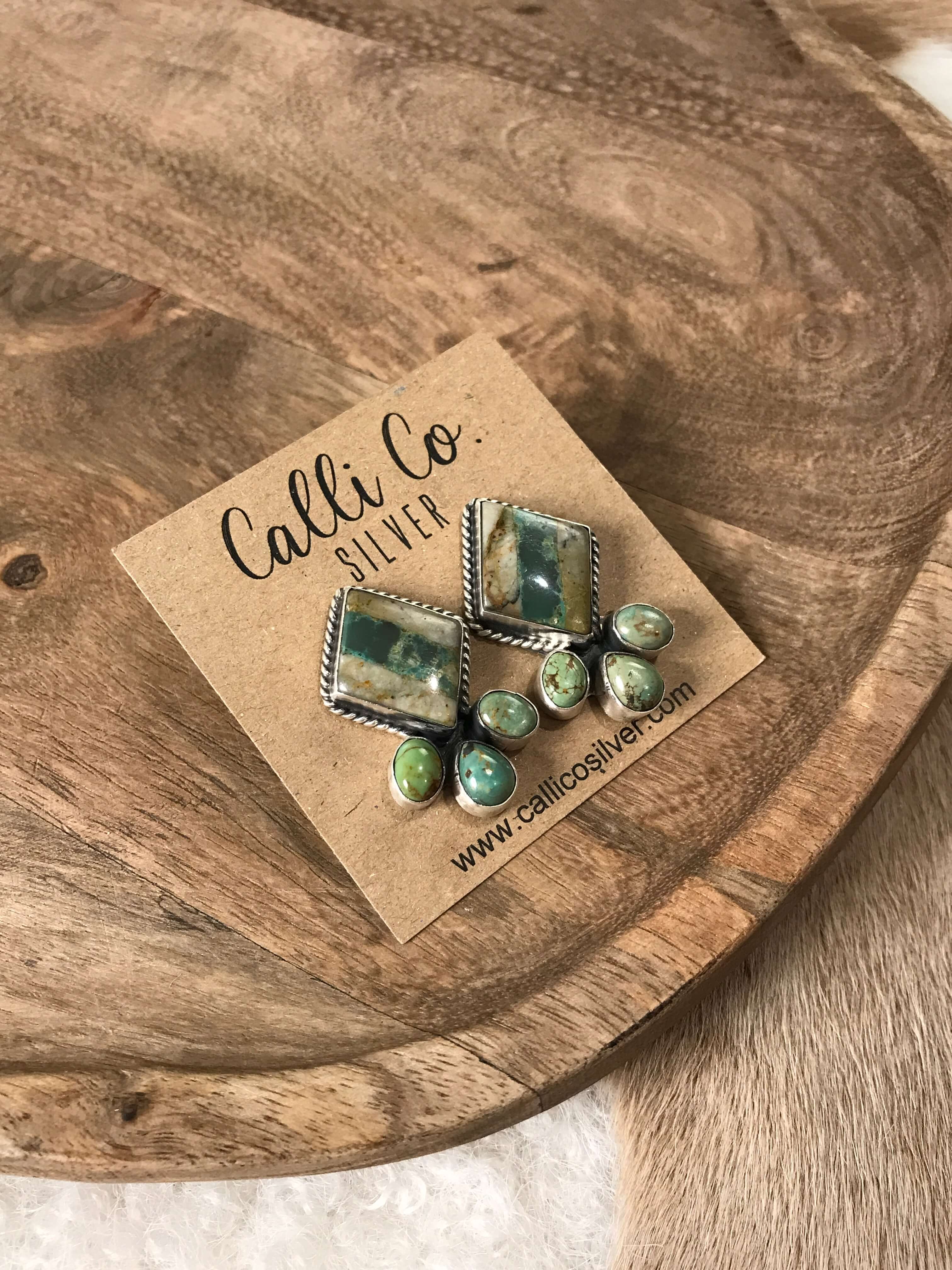 The Piqua Earrings, 11-Earrings-Calli Co., Turquoise and Silver Jewelry, Native American Handmade, Zuni Tribe, Navajo Tribe, Brock Texas