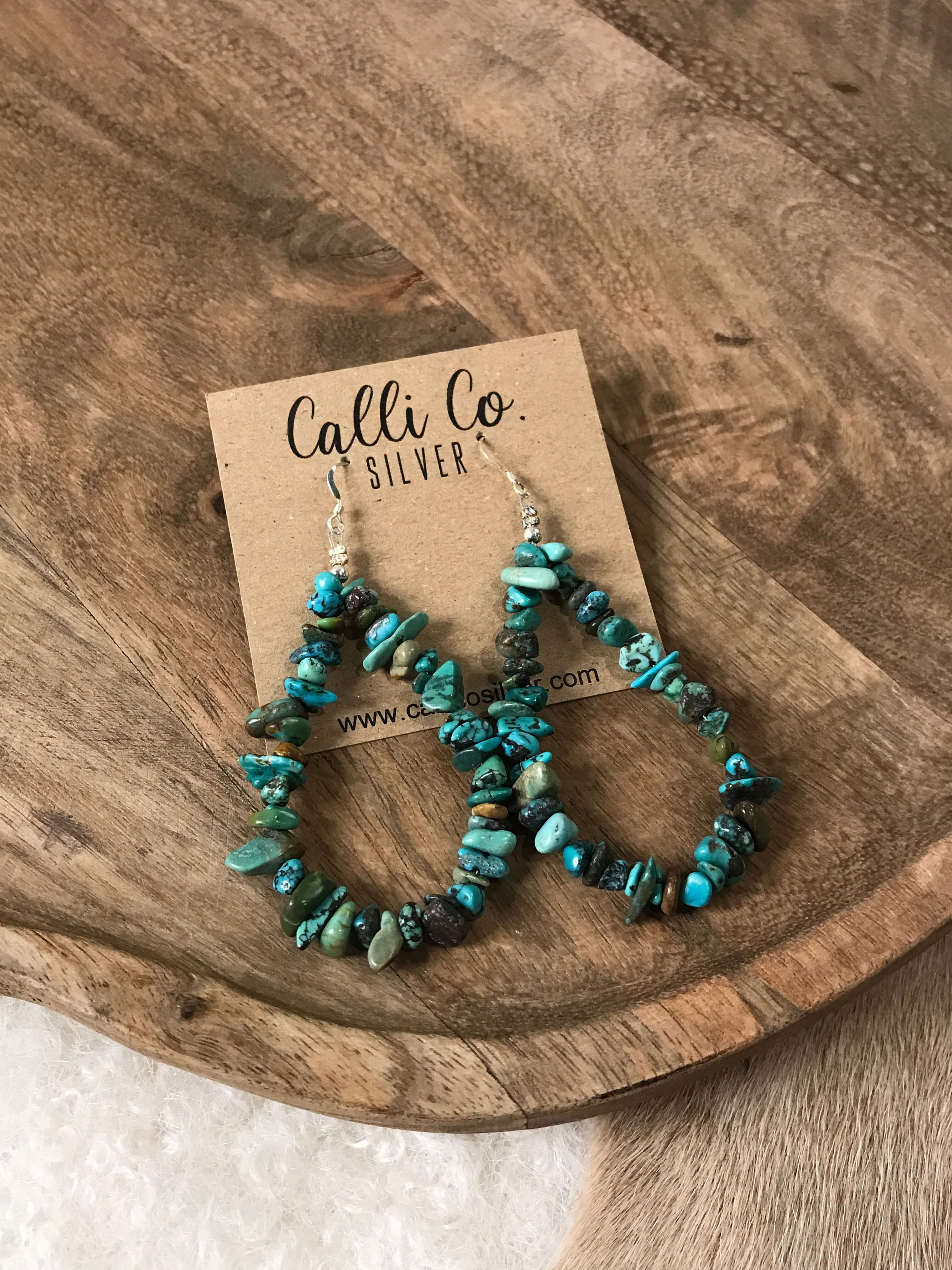 The Colita Hoop Earrings-Earrings-Calli Co., Turquoise and Silver Jewelry, Native American Handmade, Zuni Tribe, Navajo Tribe, Brock Texas