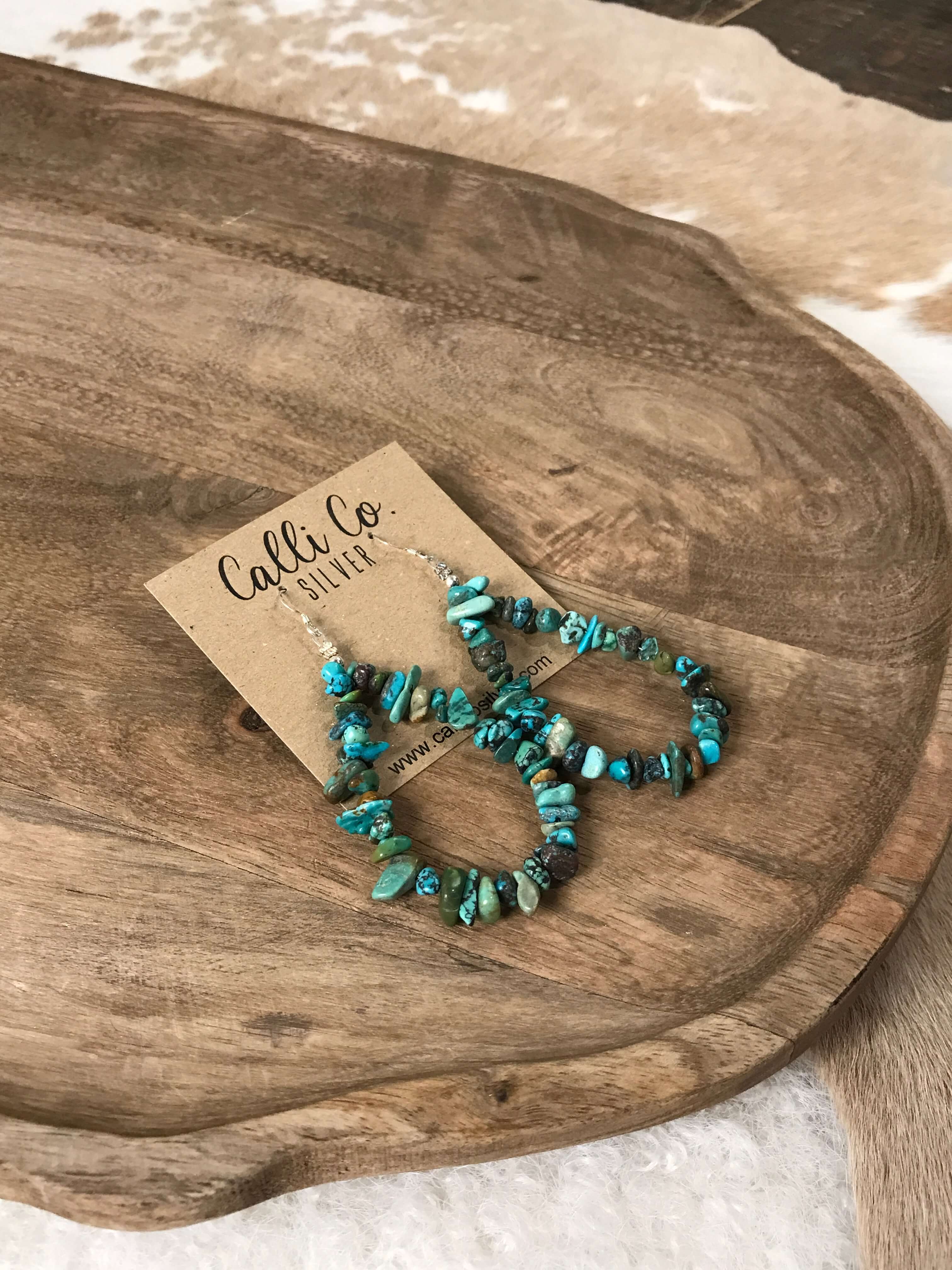 The Colita Hoop Earrings-Earrings-Calli Co., Turquoise and Silver Jewelry, Native American Handmade, Zuni Tribe, Navajo Tribe, Brock Texas