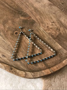 The Colossal Petit Point Triangle Hoop Earrings-Earrings-Calli Co., Turquoise and Silver Jewelry, Native American Handmade, Zuni Tribe, Navajo Tribe, Brock Texas