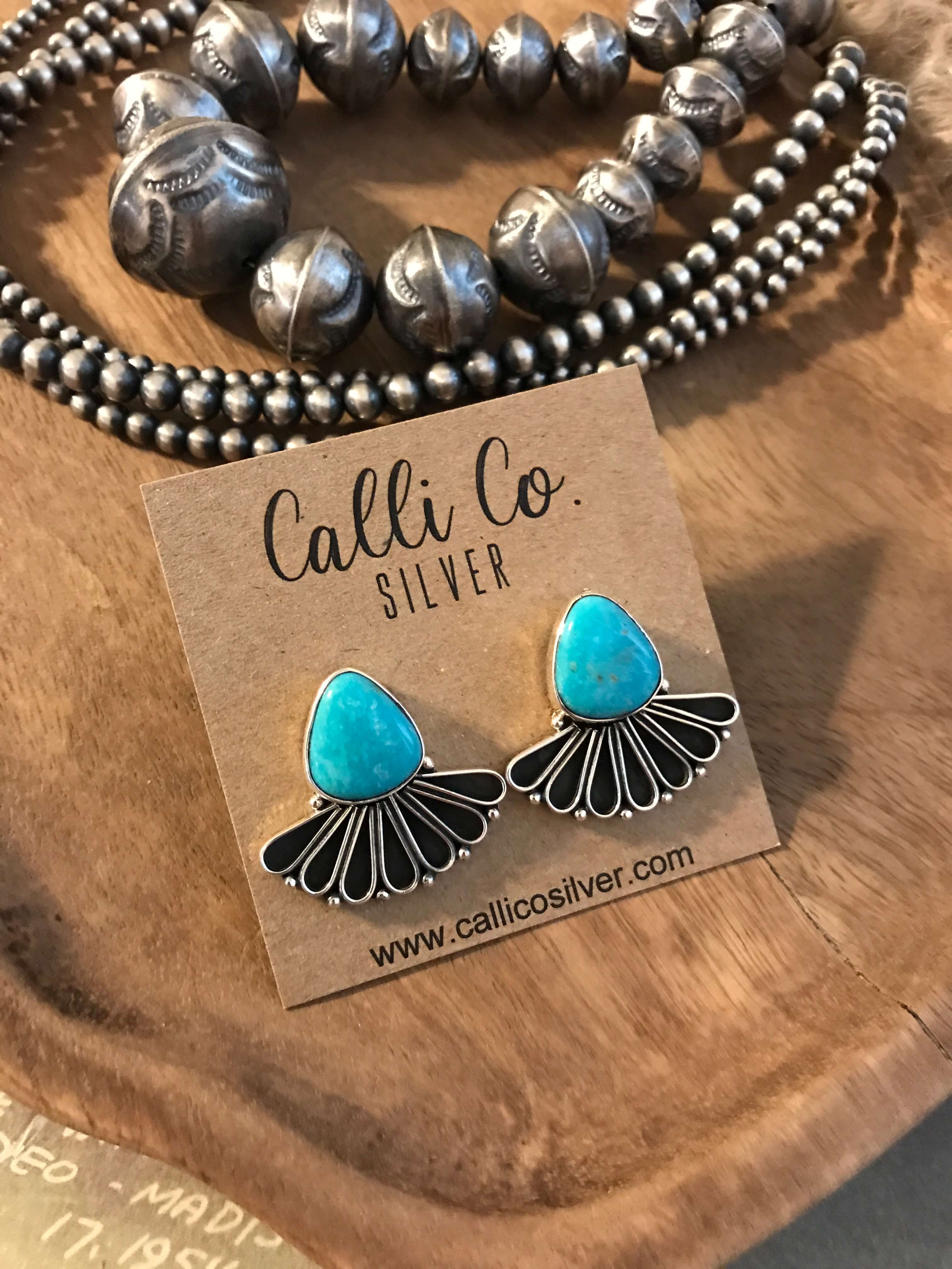 The Alaskan Turquoise Earrings, 5-Earrings-Calli Co., Turquoise and Silver Jewelry, Native American Handmade, Zuni Tribe, Navajo Tribe, Brock Texas