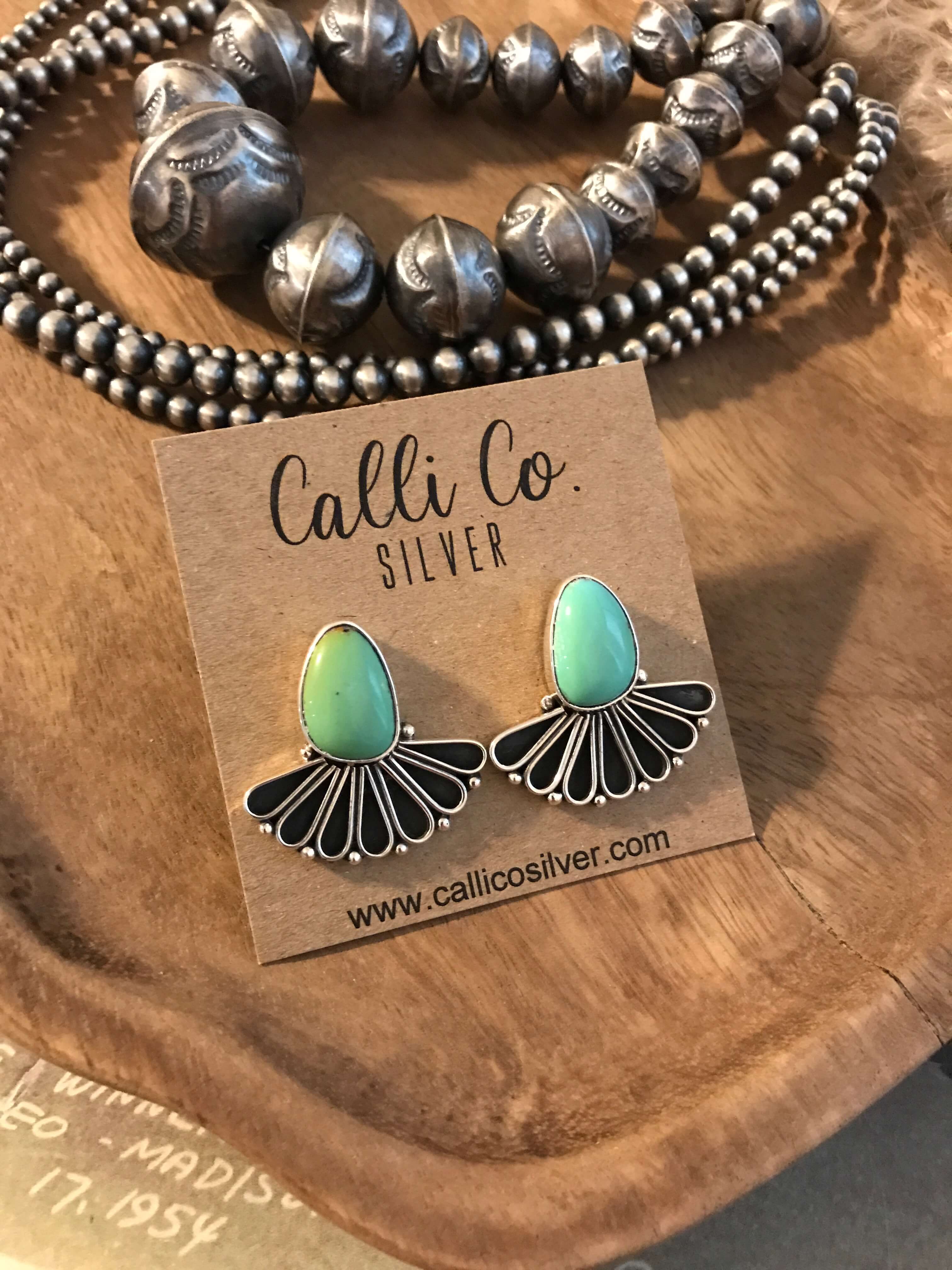 The Alaskan Turquoise Earrings, 6-Earrings-Calli Co., Turquoise and Silver Jewelry, Native American Handmade, Zuni Tribe, Navajo Tribe, Brock Texas