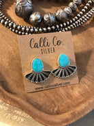 The Alaskan Turquoise Earrings, 7-Earrings-Calli Co., Turquoise and Silver Jewelry, Native American Handmade, Zuni Tribe, Navajo Tribe, Brock Texas