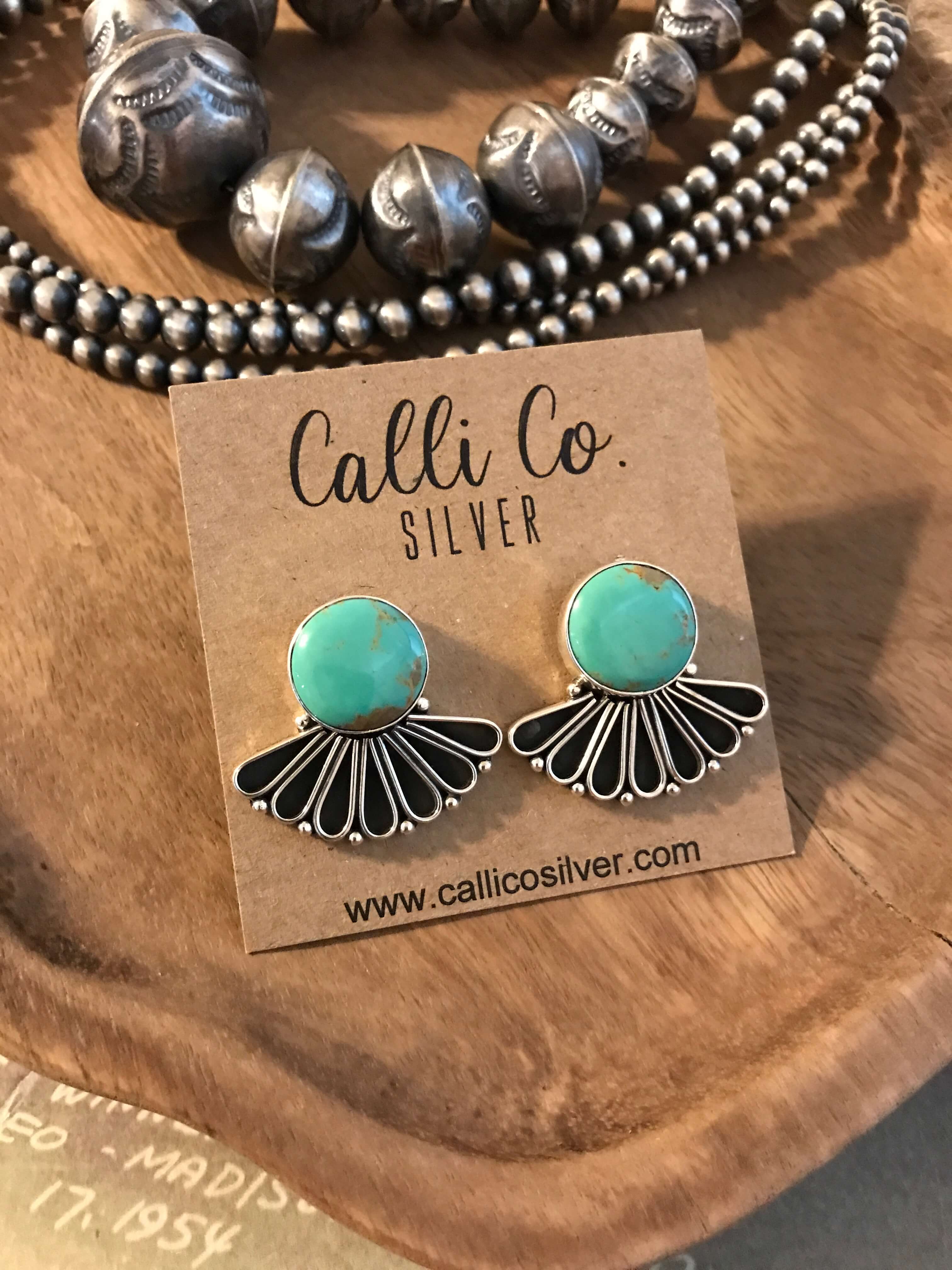 The Alaskan Turquoise Earrings, 8-Earrings-Calli Co., Turquoise and Silver Jewelry, Native American Handmade, Zuni Tribe, Navajo Tribe, Brock Texas