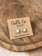 The Verity Opal Studs in White-Earrings-Calli Co., Turquoise and Silver Jewelry, Native American Handmade, Zuni Tribe, Navajo Tribe, Brock Texas