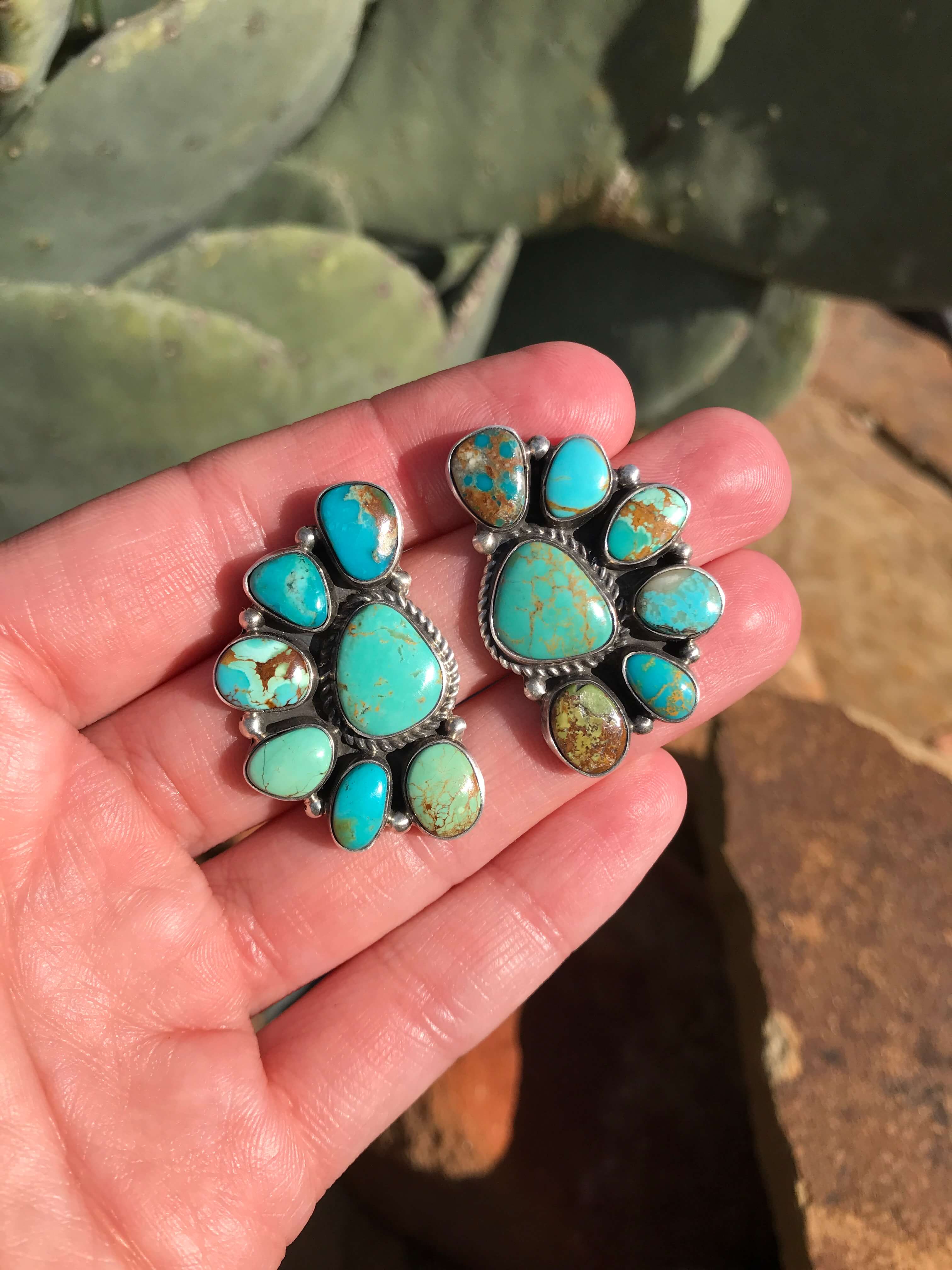 The Chevak Earrings-Earrings-Calli Co., Turquoise and Silver Jewelry, Native American Handmade, Zuni Tribe, Navajo Tribe, Brock Texas