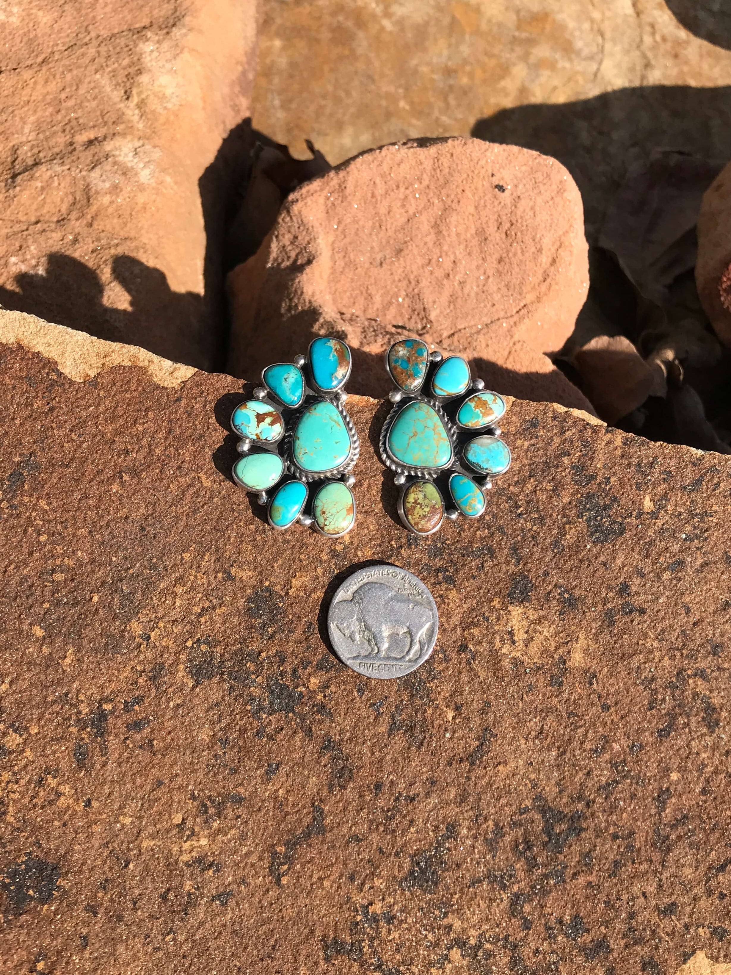 The Chevak Earrings-Earrings-Calli Co., Turquoise and Silver Jewelry, Native American Handmade, Zuni Tribe, Navajo Tribe, Brock Texas