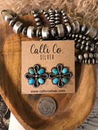 The Campo Turquoise Earrings, 1-Earrings-Calli Co., Turquoise and Silver Jewelry, Native American Handmade, Zuni Tribe, Navajo Tribe, Brock Texas