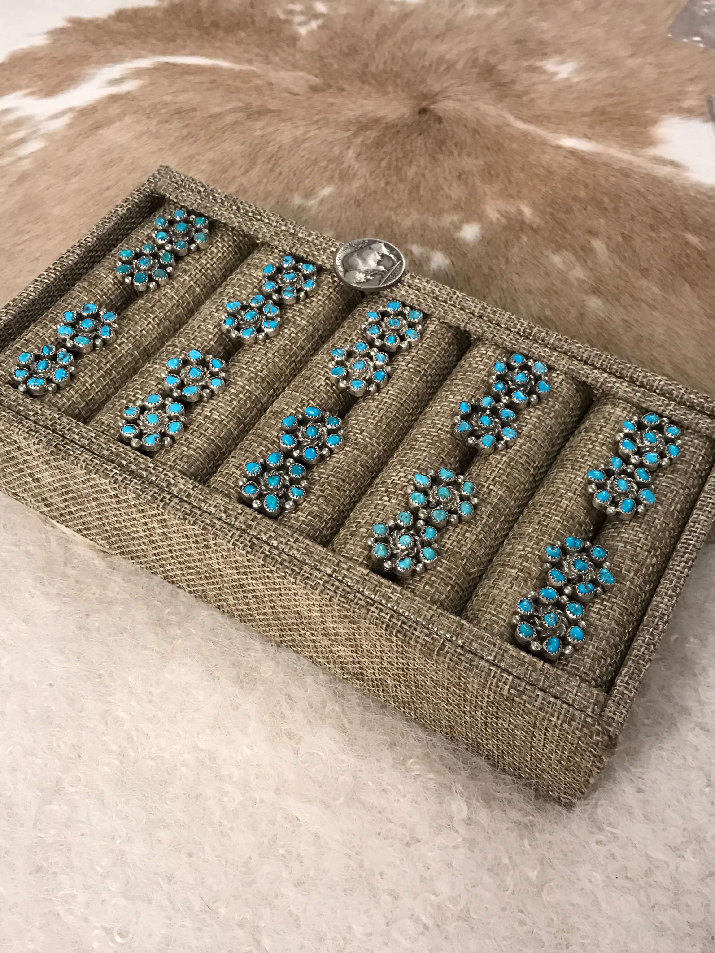 The War Wagon Earrings-Earrings-Calli Co., Turquoise and Silver Jewelry, Native American Handmade, Zuni Tribe, Navajo Tribe, Brock Texas