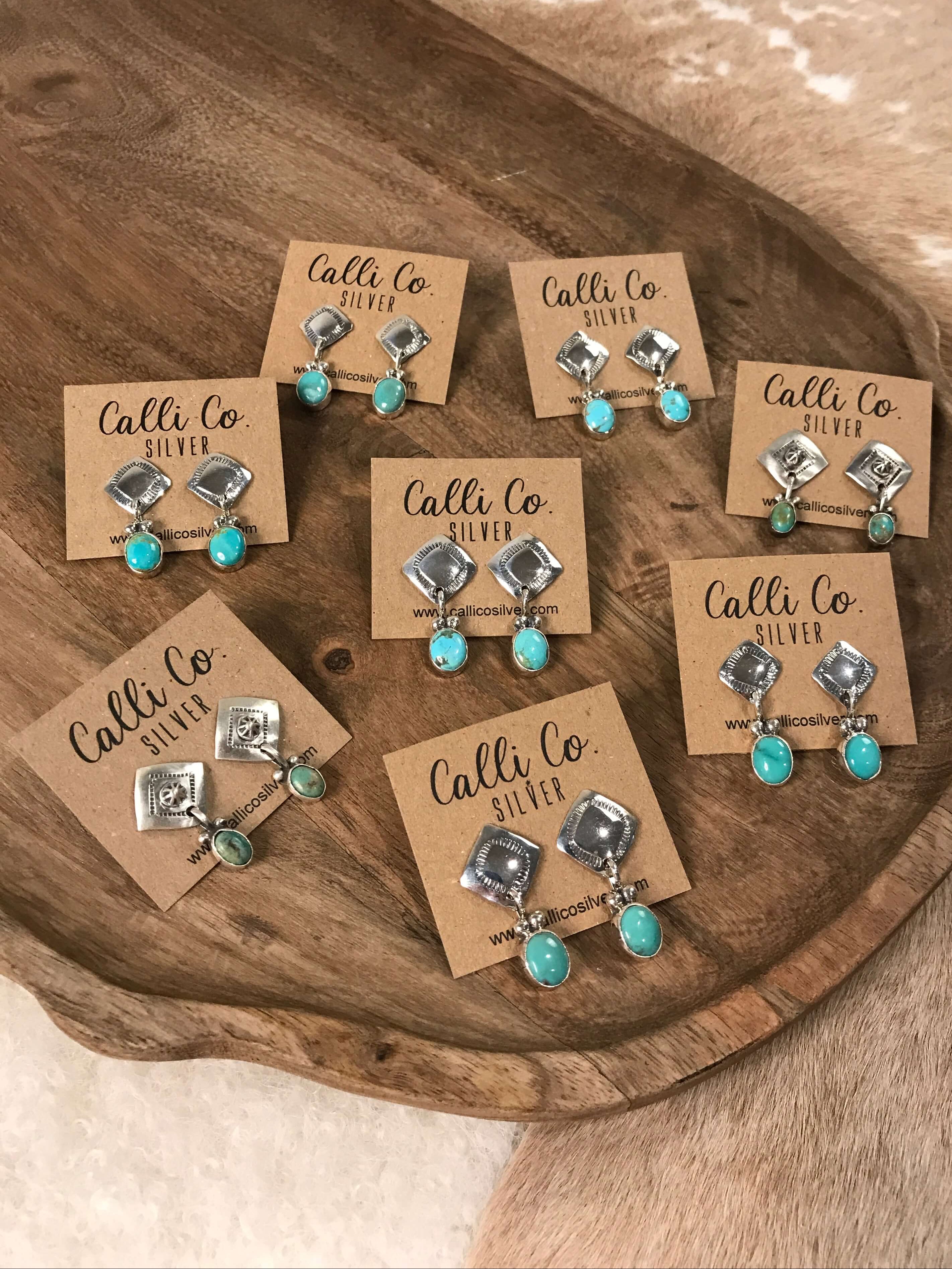 The Rio Napo Earrings-Earrings-Calli Co., Turquoise and Silver Jewelry, Native American Handmade, Zuni Tribe, Navajo Tribe, Brock Texas