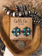 The Campo Turquoise Earrings, 5-Earrings-Calli Co., Turquoise and Silver Jewelry, Native American Handmade, Zuni Tribe, Navajo Tribe, Brock Texas