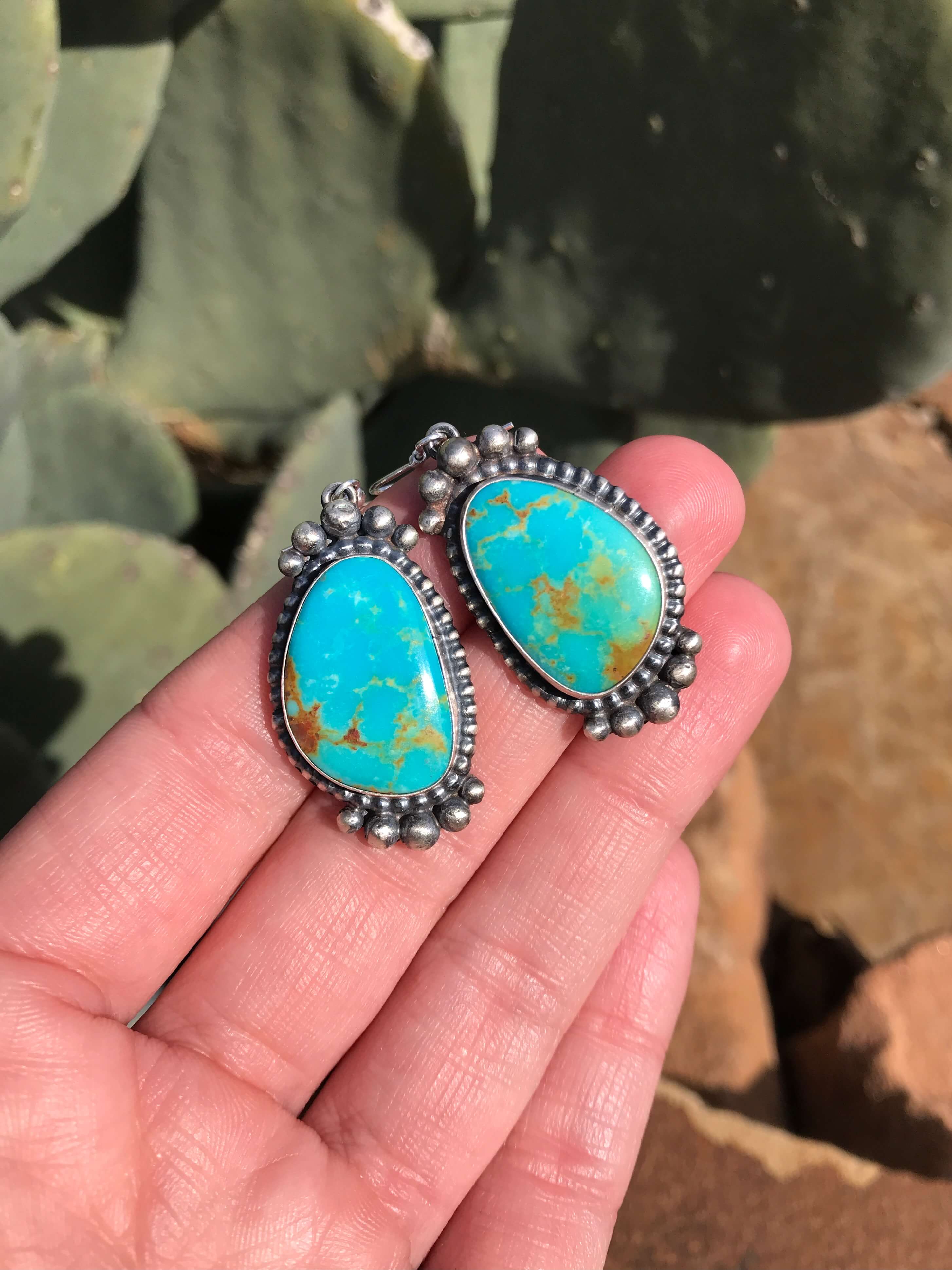The Turquoise Dangle Earrings, – Calli Silver
