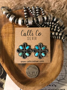 The Campo Turquoise Earrings, 11-Earrings-Calli Co., Turquoise and Silver Jewelry, Native American Handmade, Zuni Tribe, Navajo Tribe, Brock Texas