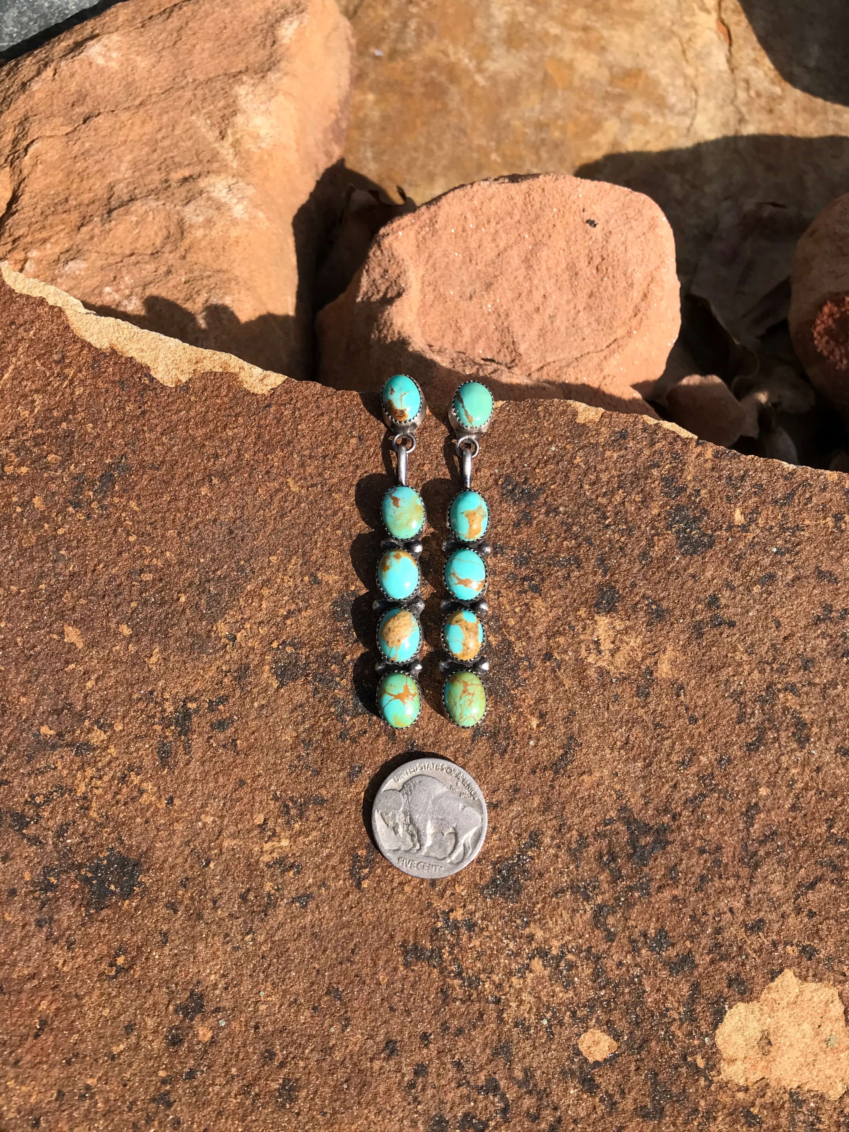 The Mykonos Earrings, 1-Earrings-Calli Co., Turquoise and Silver Jewelry, Native American Handmade, Zuni Tribe, Navajo Tribe, Brock Texas