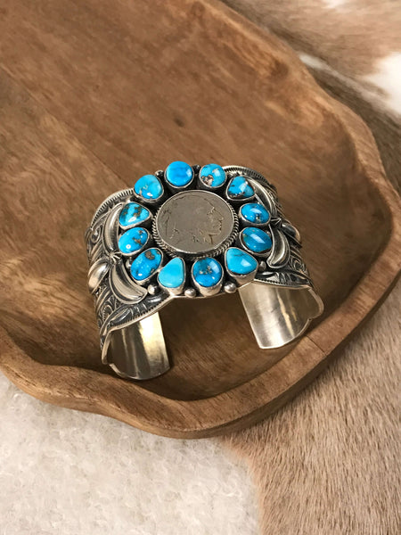 The Smith Rock Buffalo Nickel and Turquoise Cuff – Calli Co. Silver